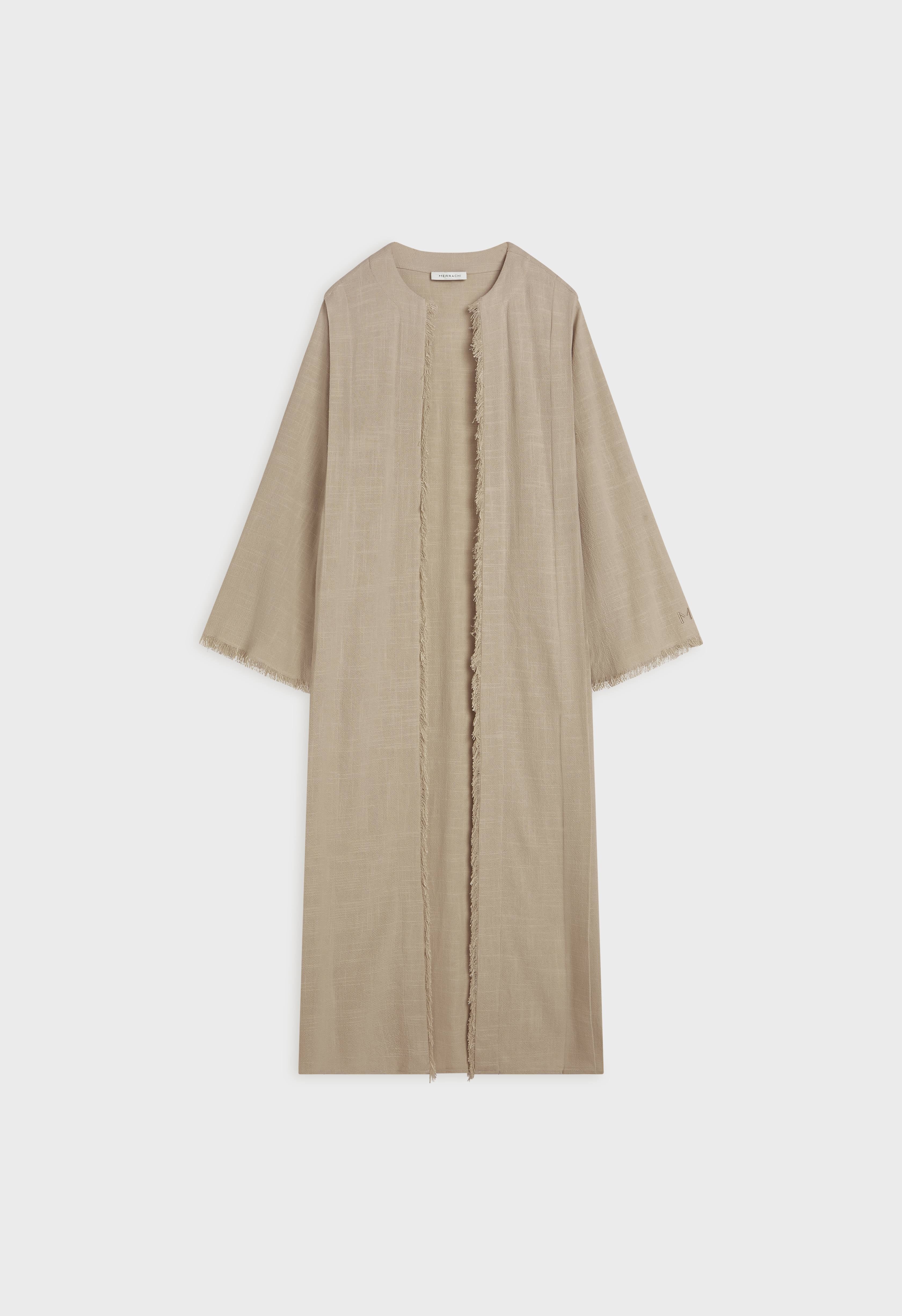 Frayed Hem Abaya | Desert Brown