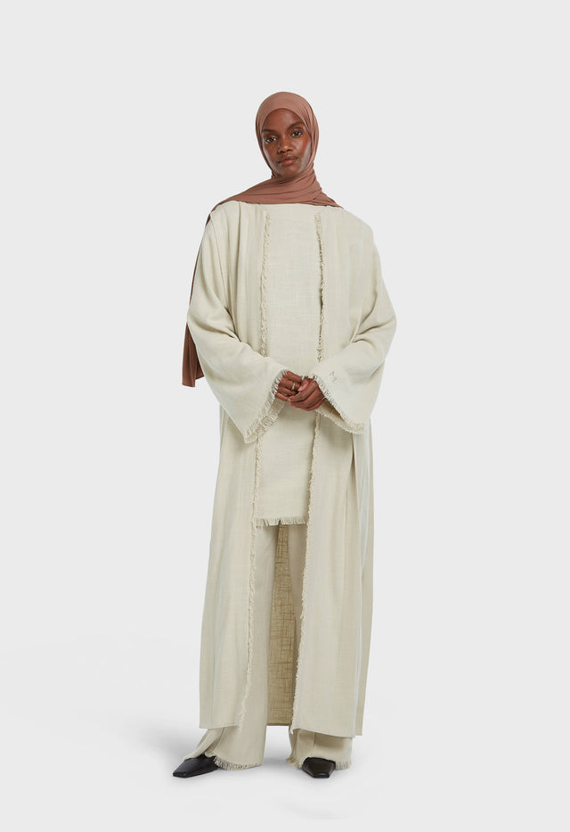 Frayed Hem Abaya | Light Storm
