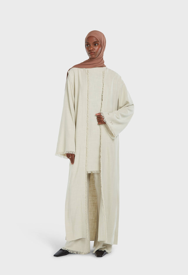 Frayed Hem Abaya | Light Storm