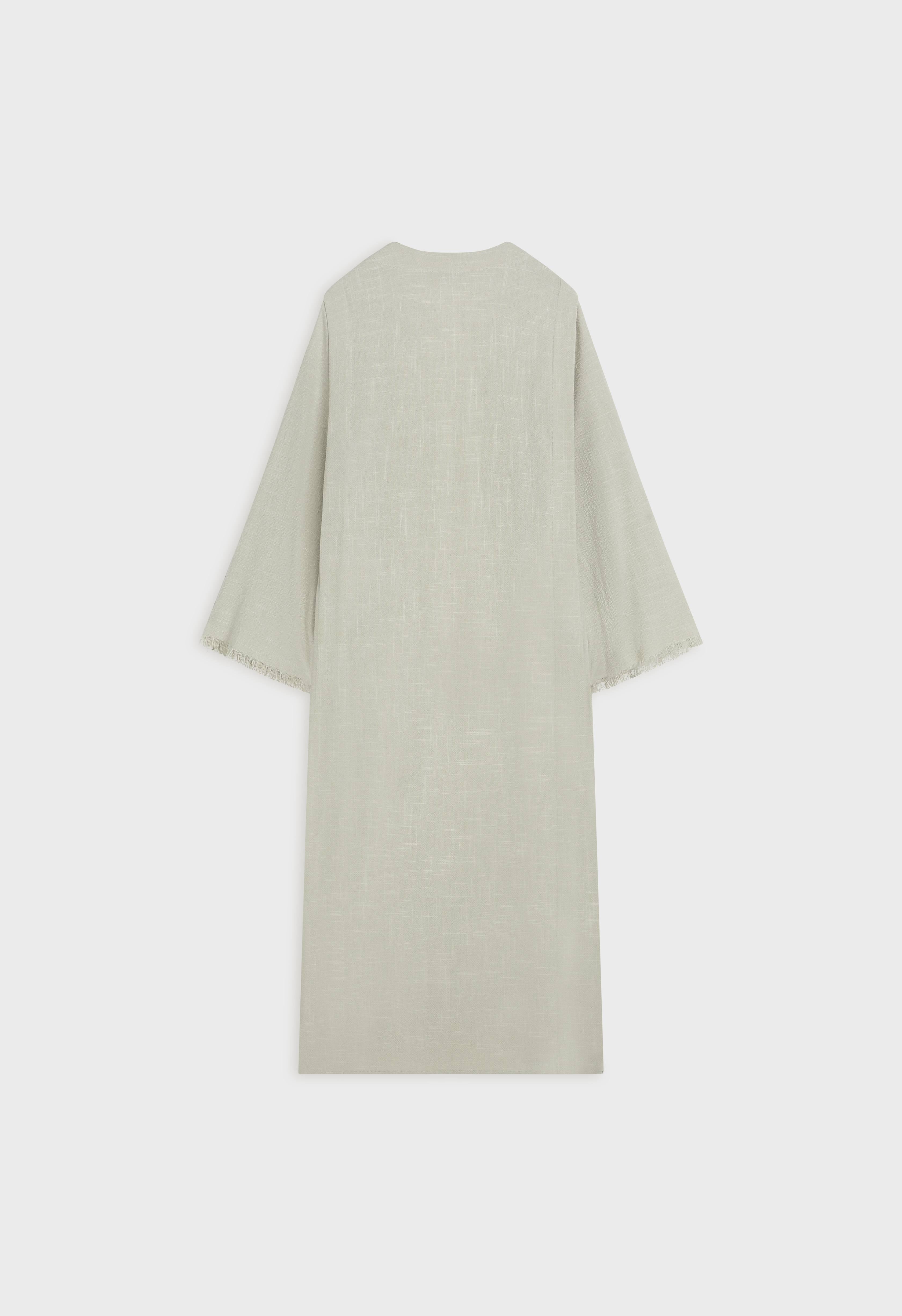 Frayed Hem Abaya | Light Storm