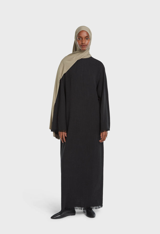 Frayed Hem Dress | Black