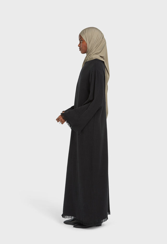 Frayed Hem Dress | Black