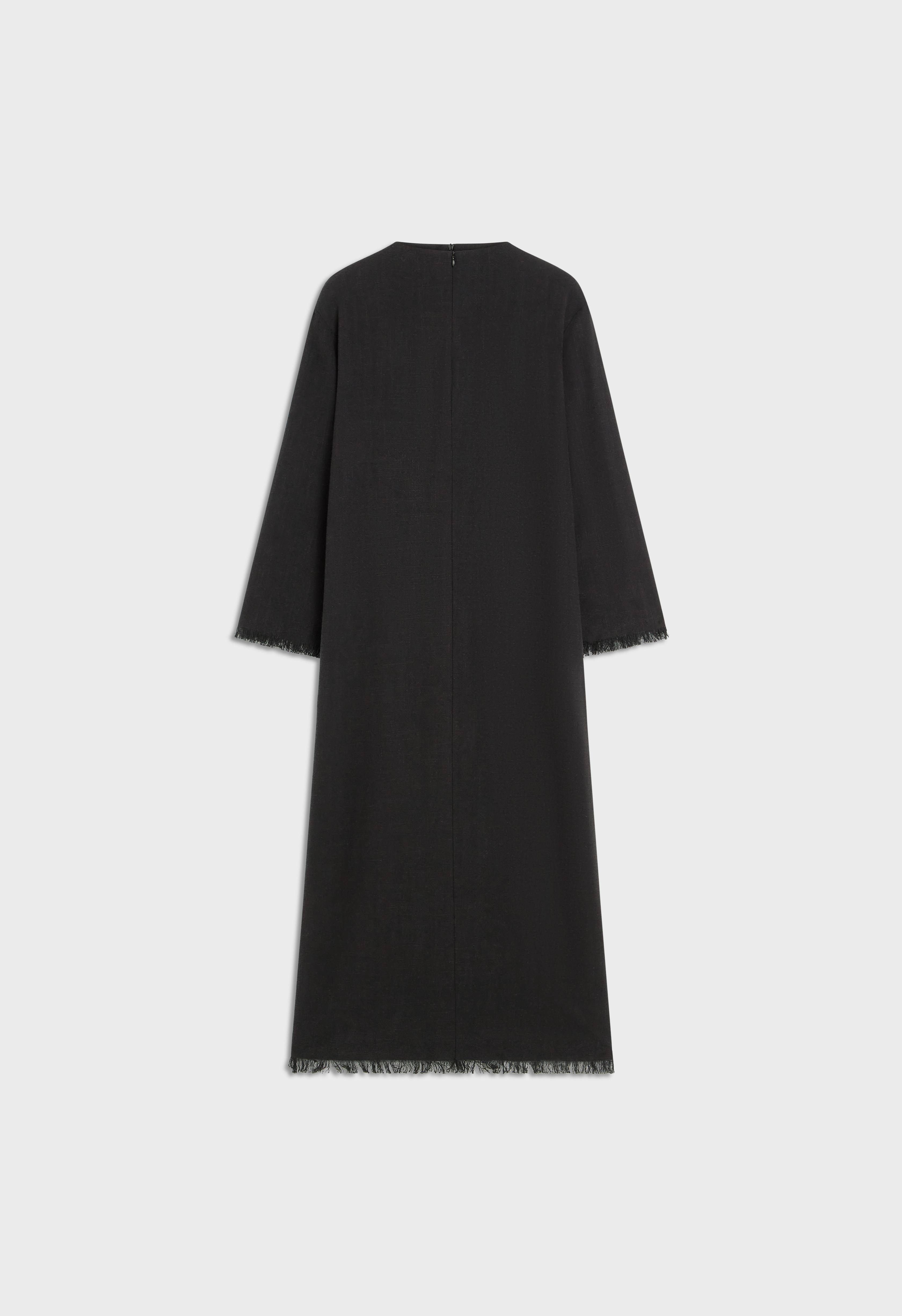 Frayed Hem Dress | Black