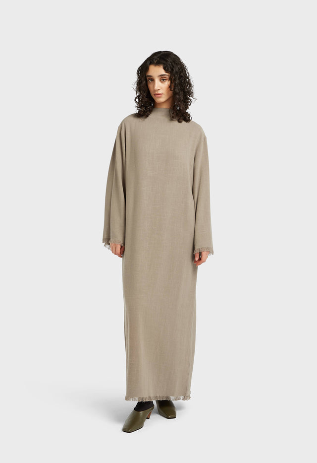 Frayed Hem Dress | Desert Brown