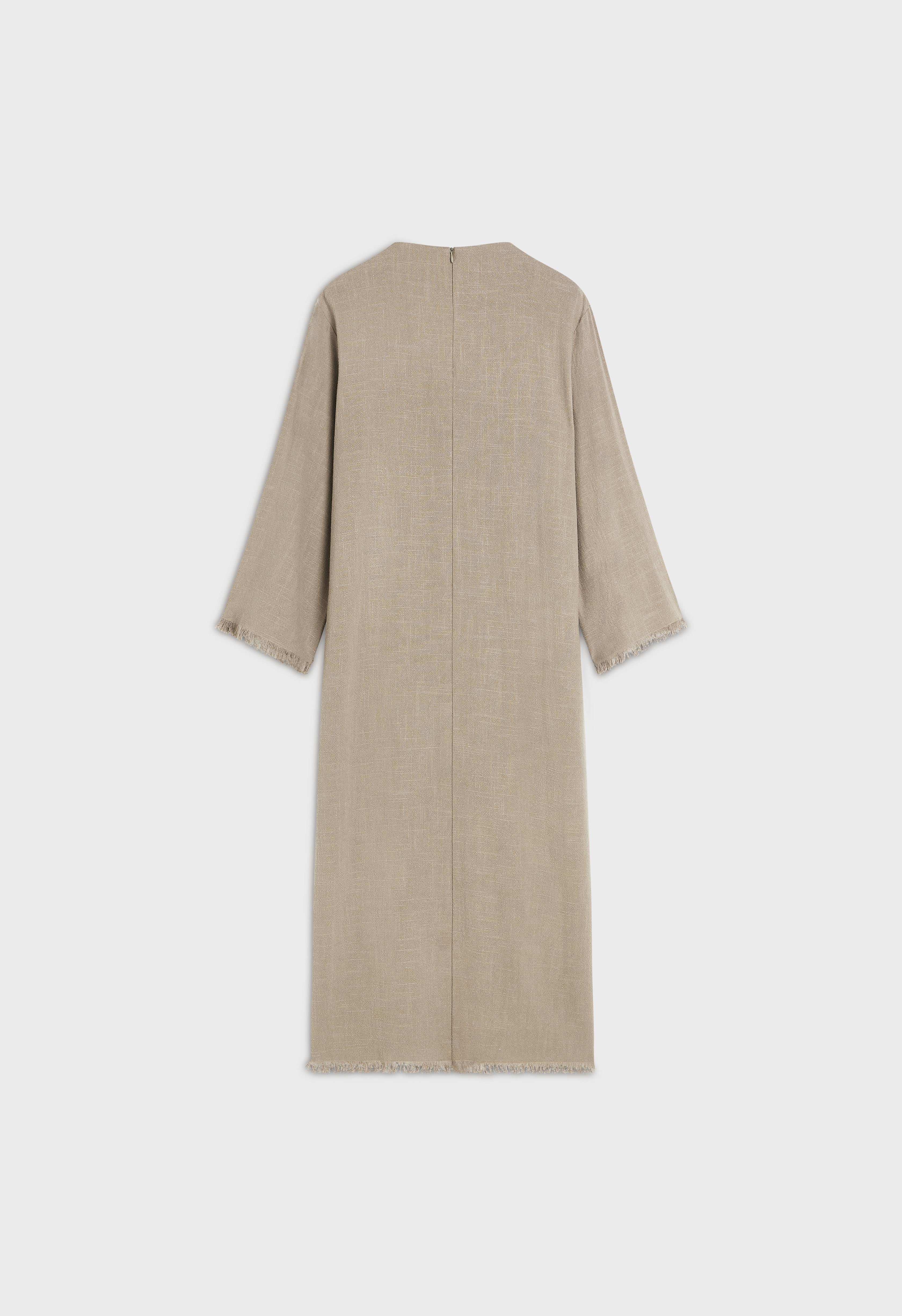 Frayed Hem Dress | Desert Brown | MERRACHI