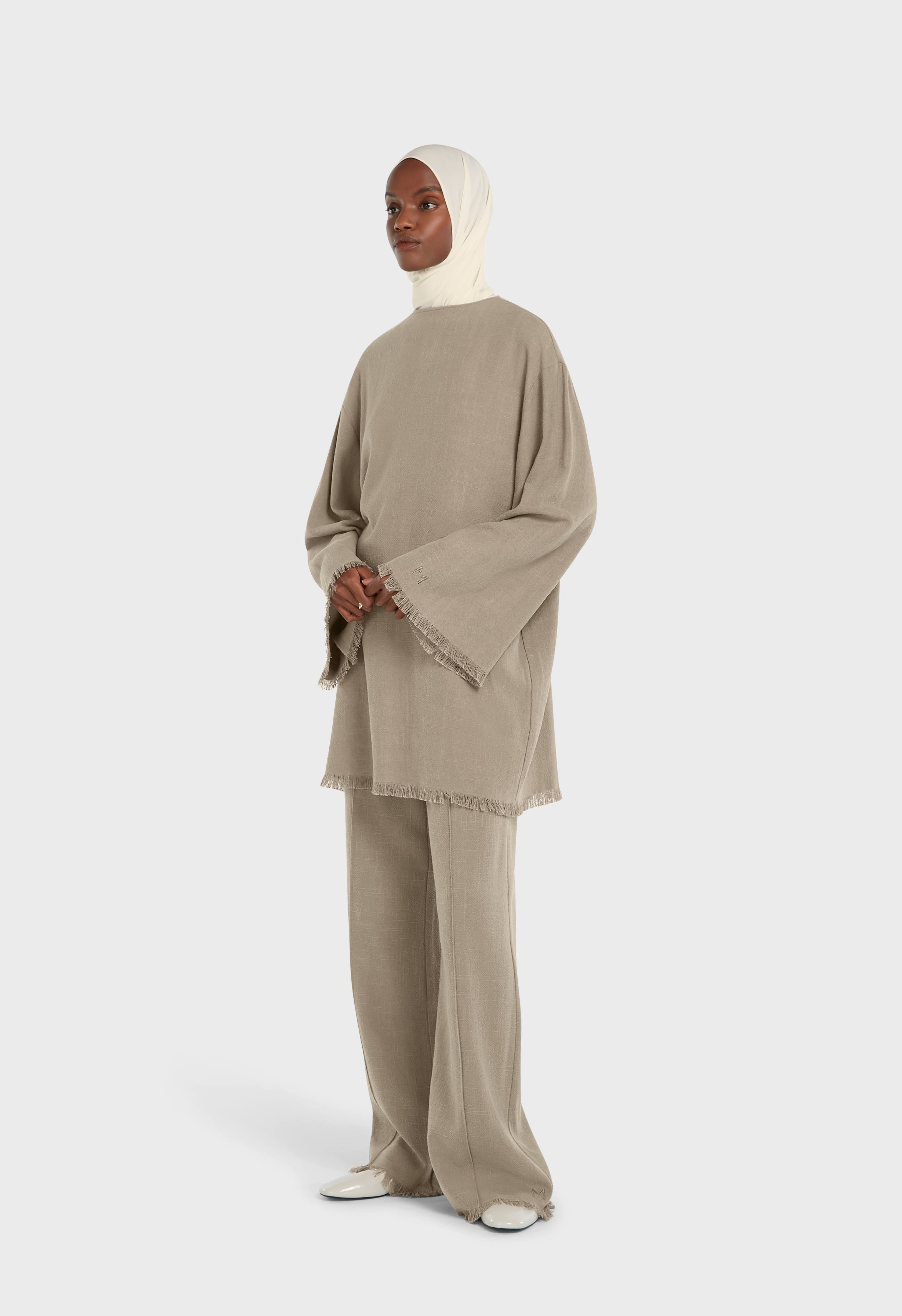 Frayed Hem Pants | Desert Brown