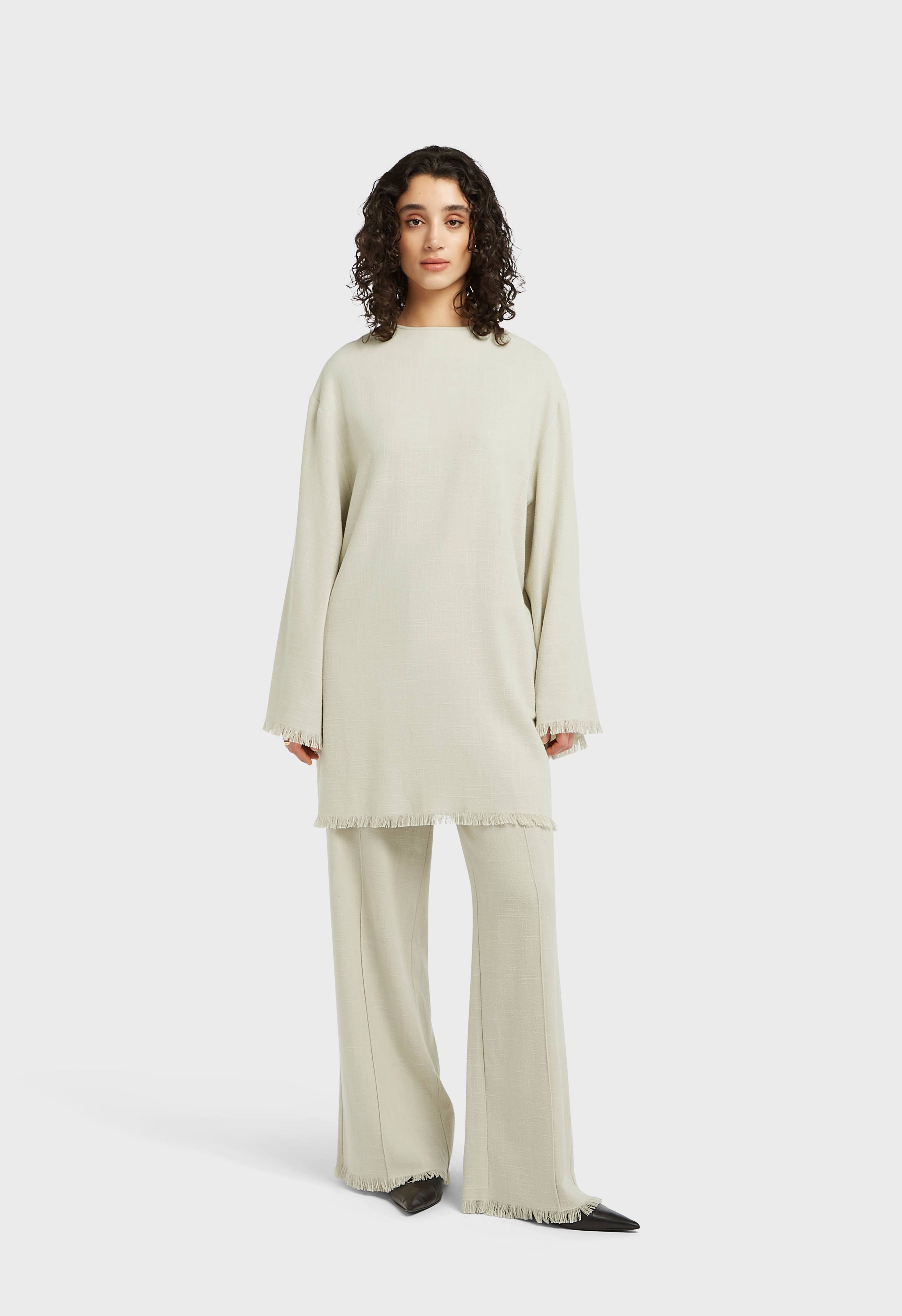 Frayed Hem Pants | Light Storm