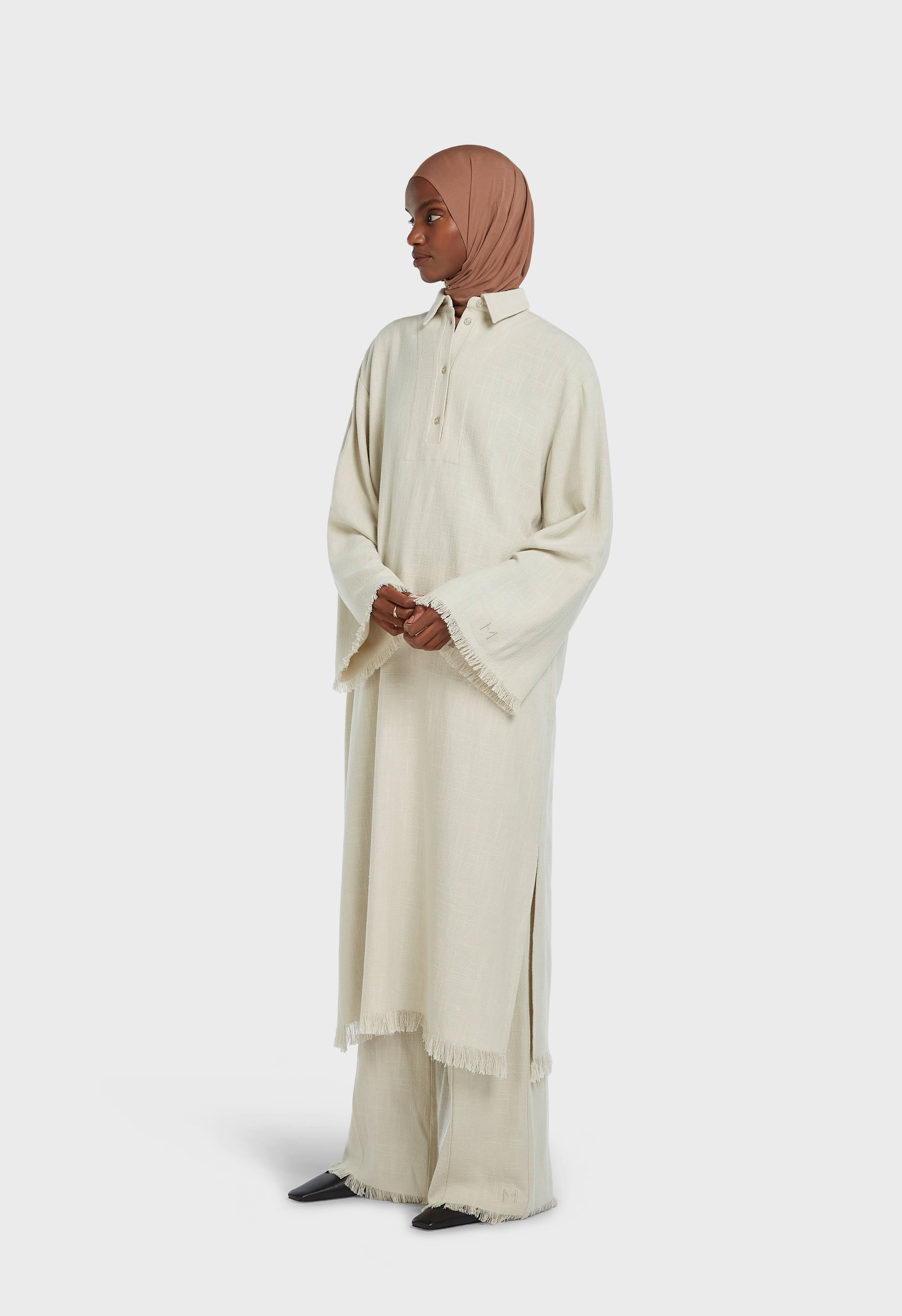 Frayed Hem Shirt Dress | Light Storm