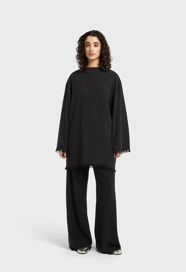 Frayed Hem Top | Black