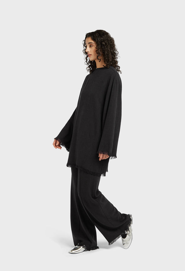 Frayed Hem Top | Black