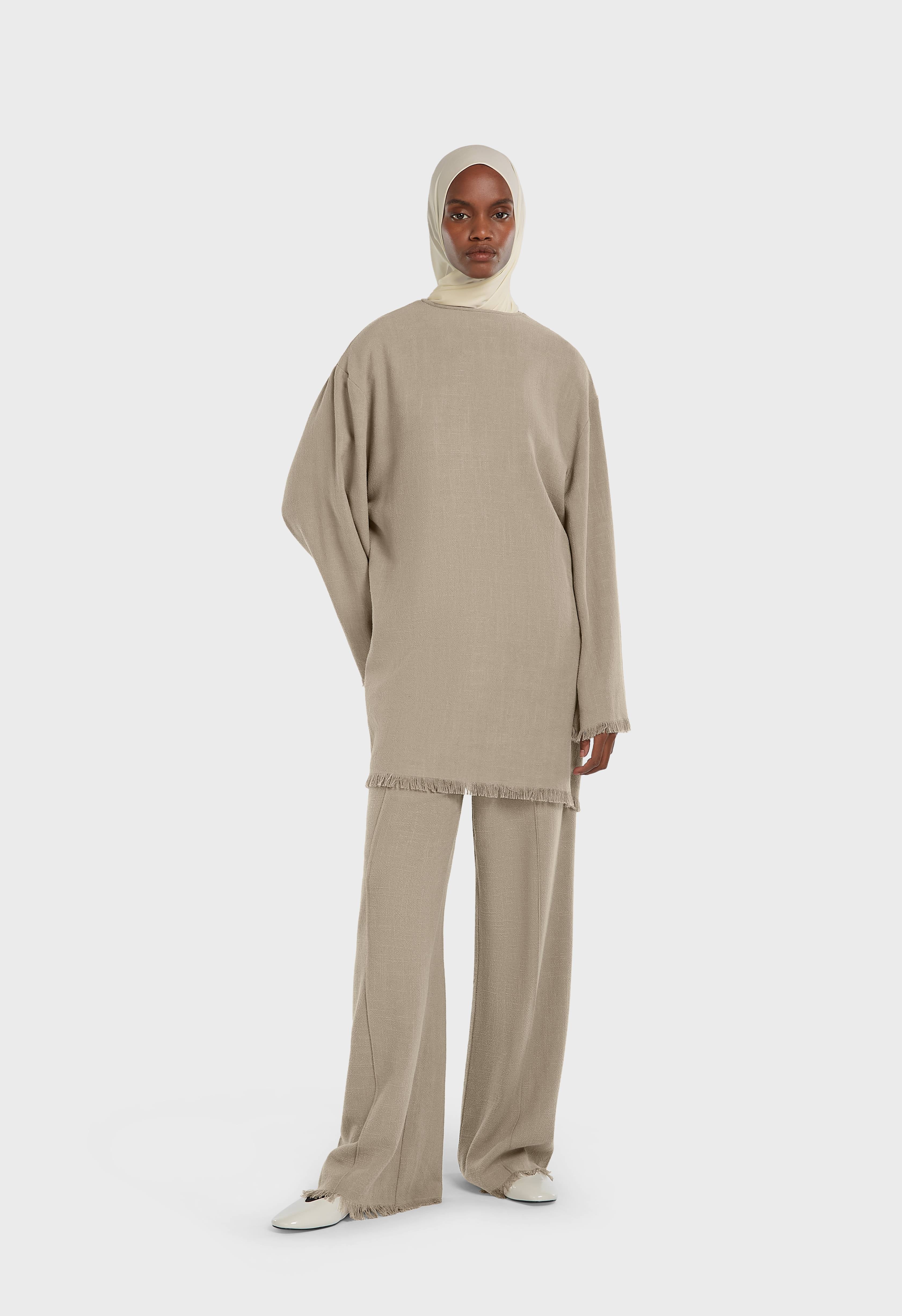 Frayed Hem Top | Desert Brown