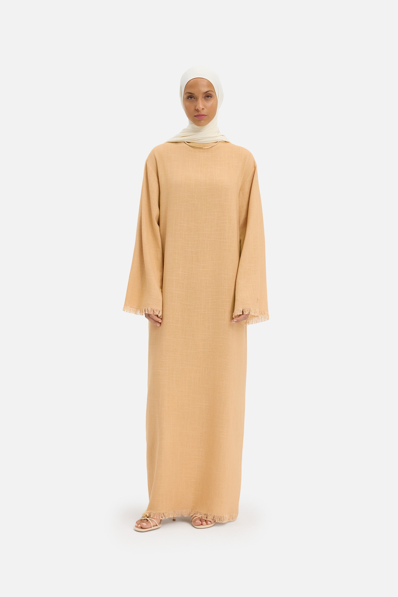 Frayed Hem Dress | Soft Biscotti