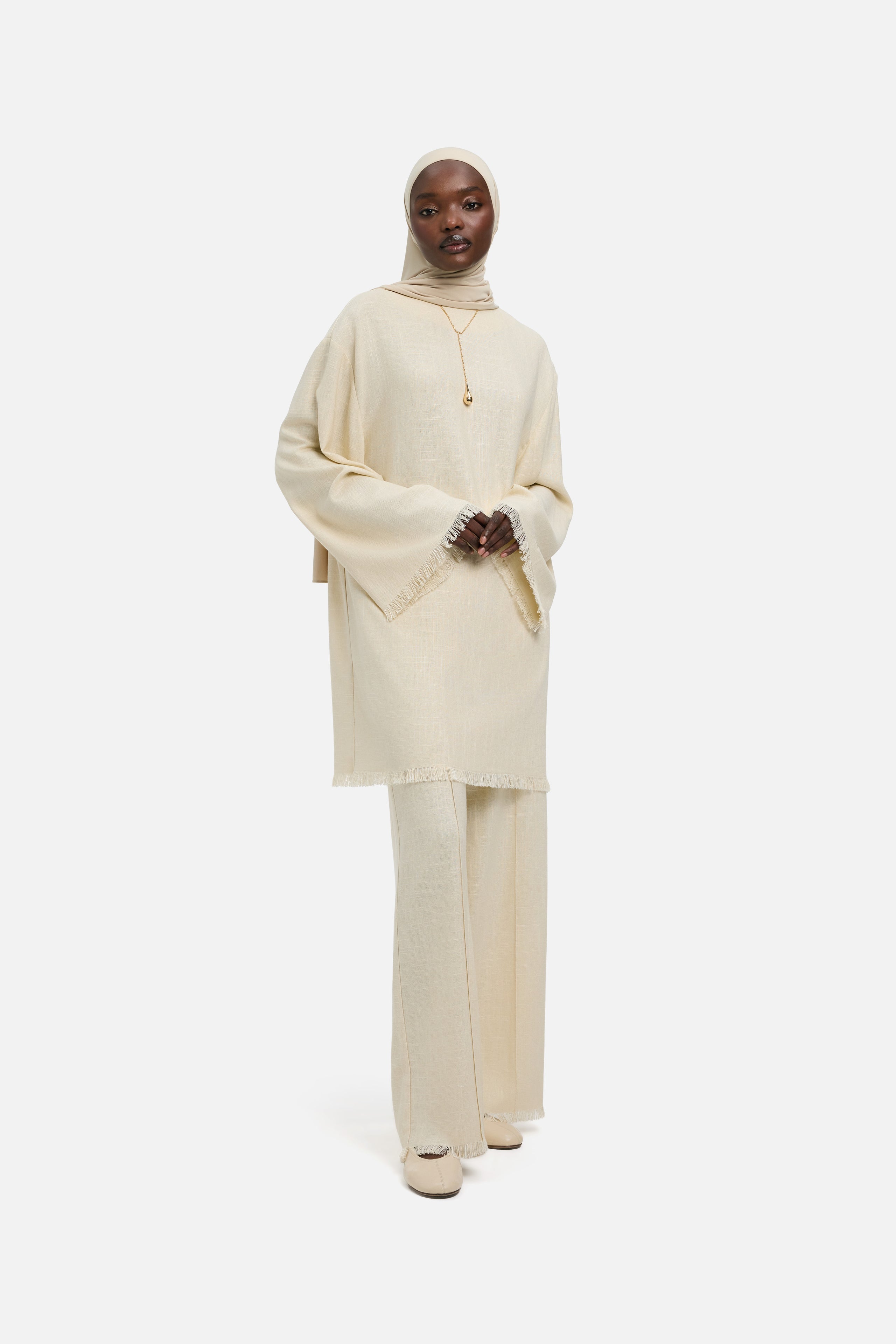 Frayed Hem Pants | Sand