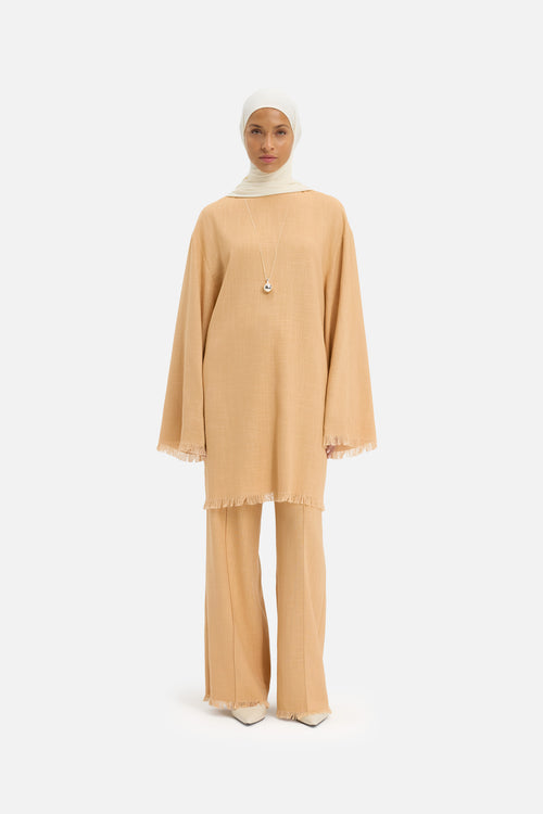 Frayed Hem Top | Soft Biscotti
