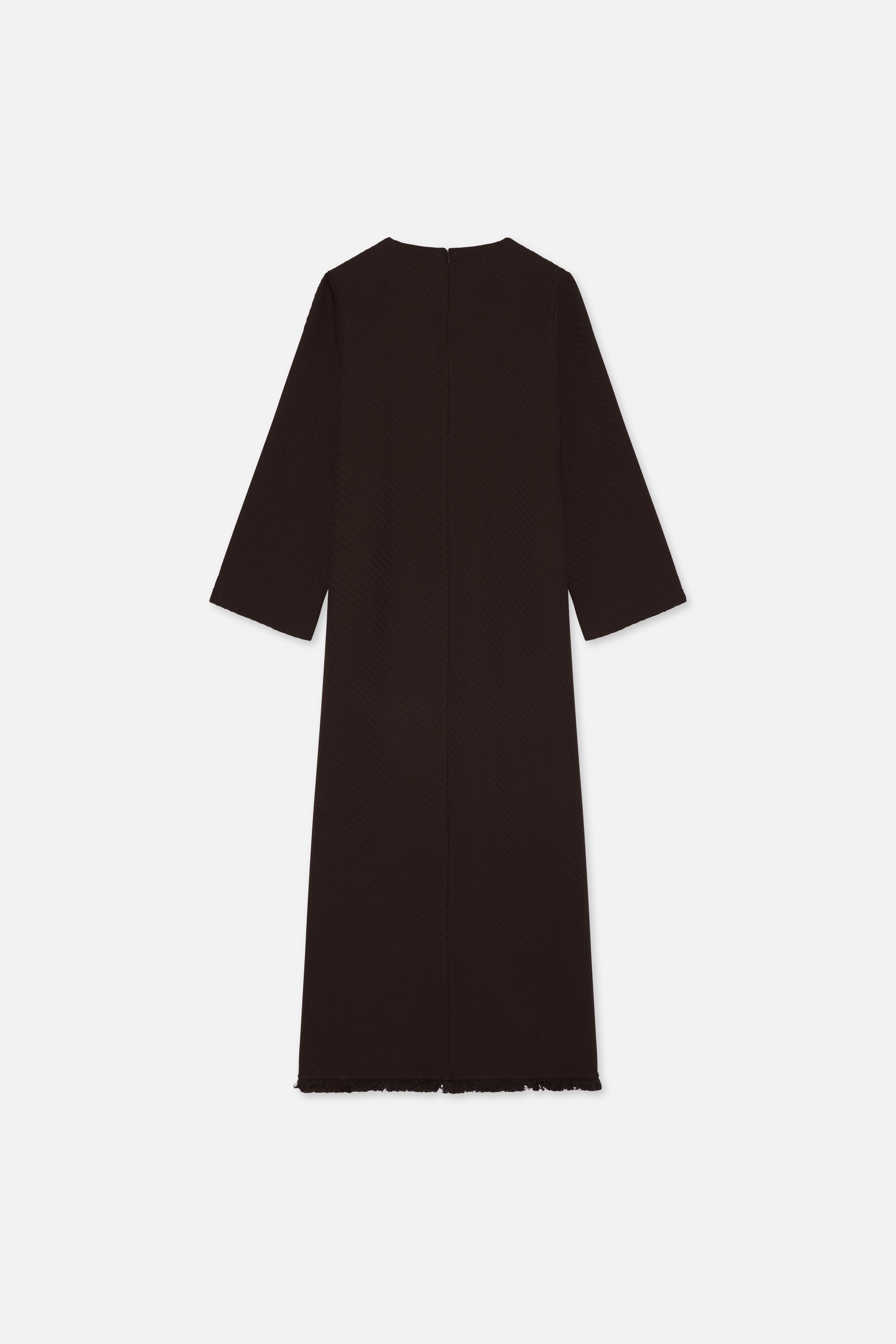 Fringe Trim Dress | Dark Chocolate | MERRACHI Fringe Trim Dress | Dark Chocolate | MERRACHI