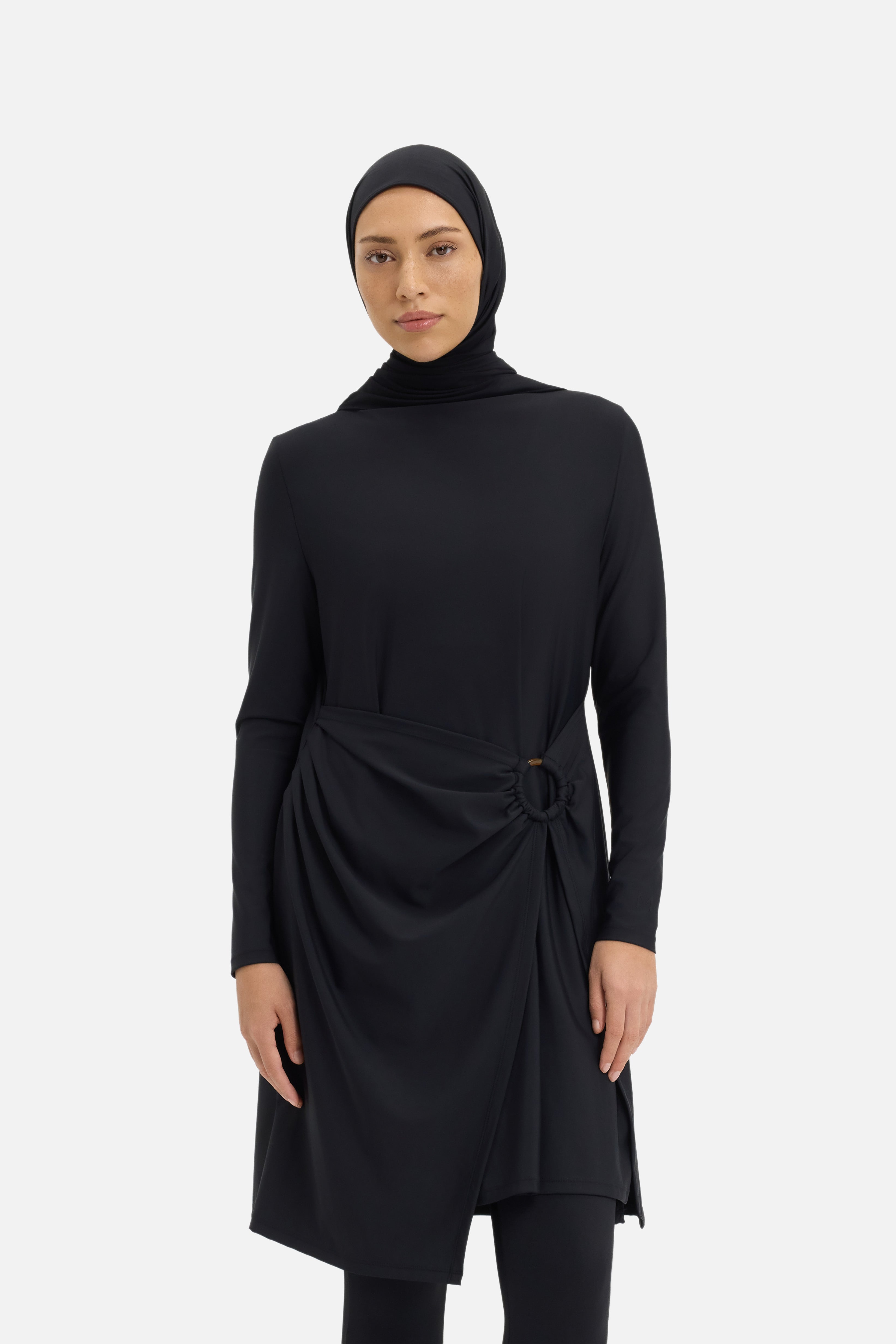 Gathered Swim Dress | Black