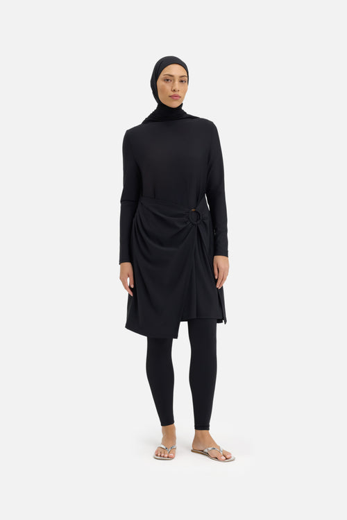 Gathered Swim Dress | Black