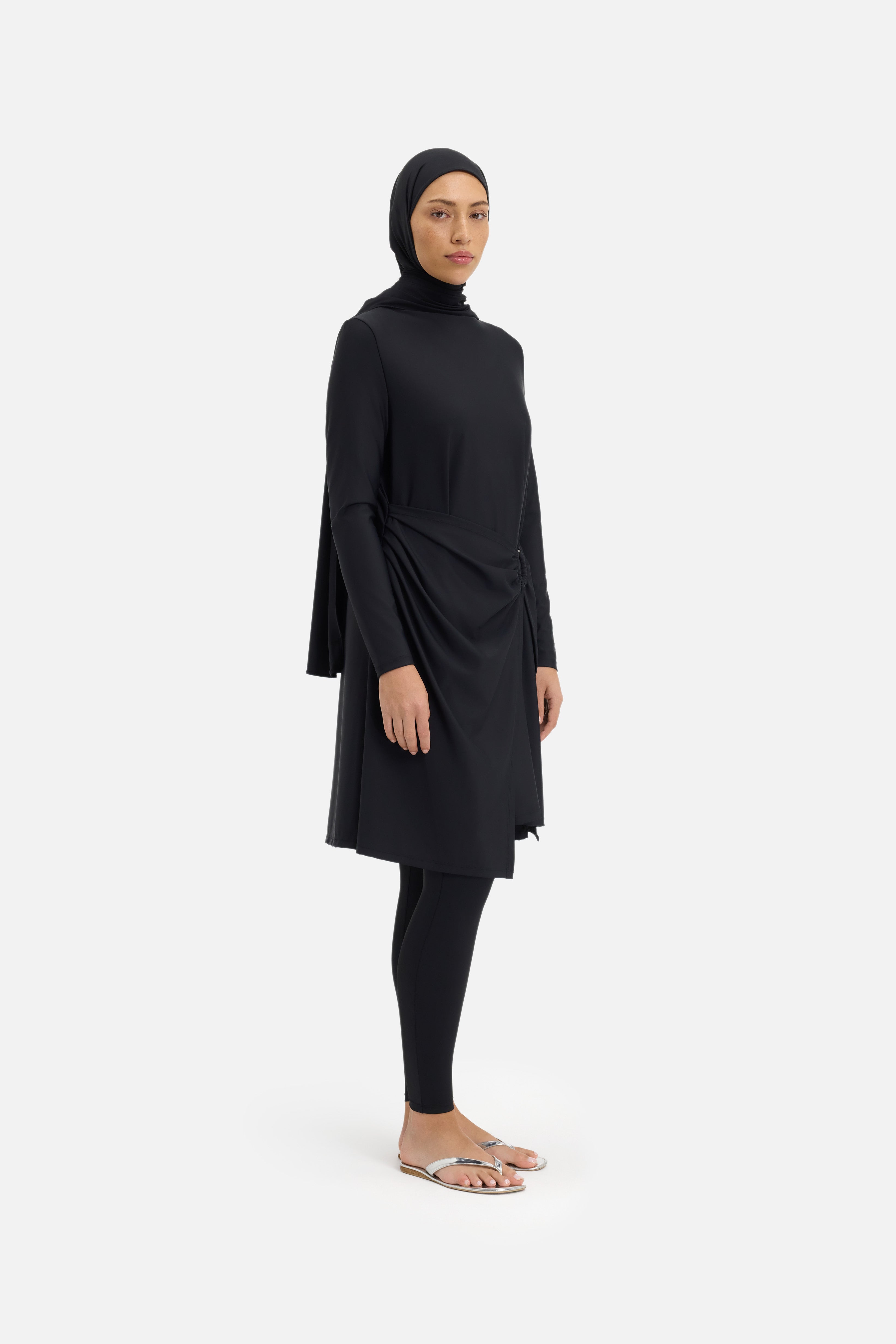 Gathered Swim Dress | Black
