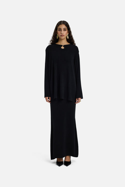 Gilded Knit Skirt | Black