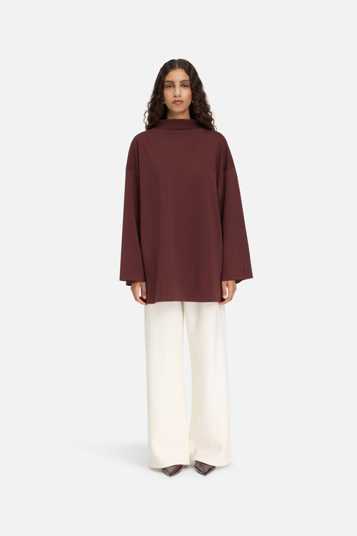 High Neck Tee | Dark Cherry