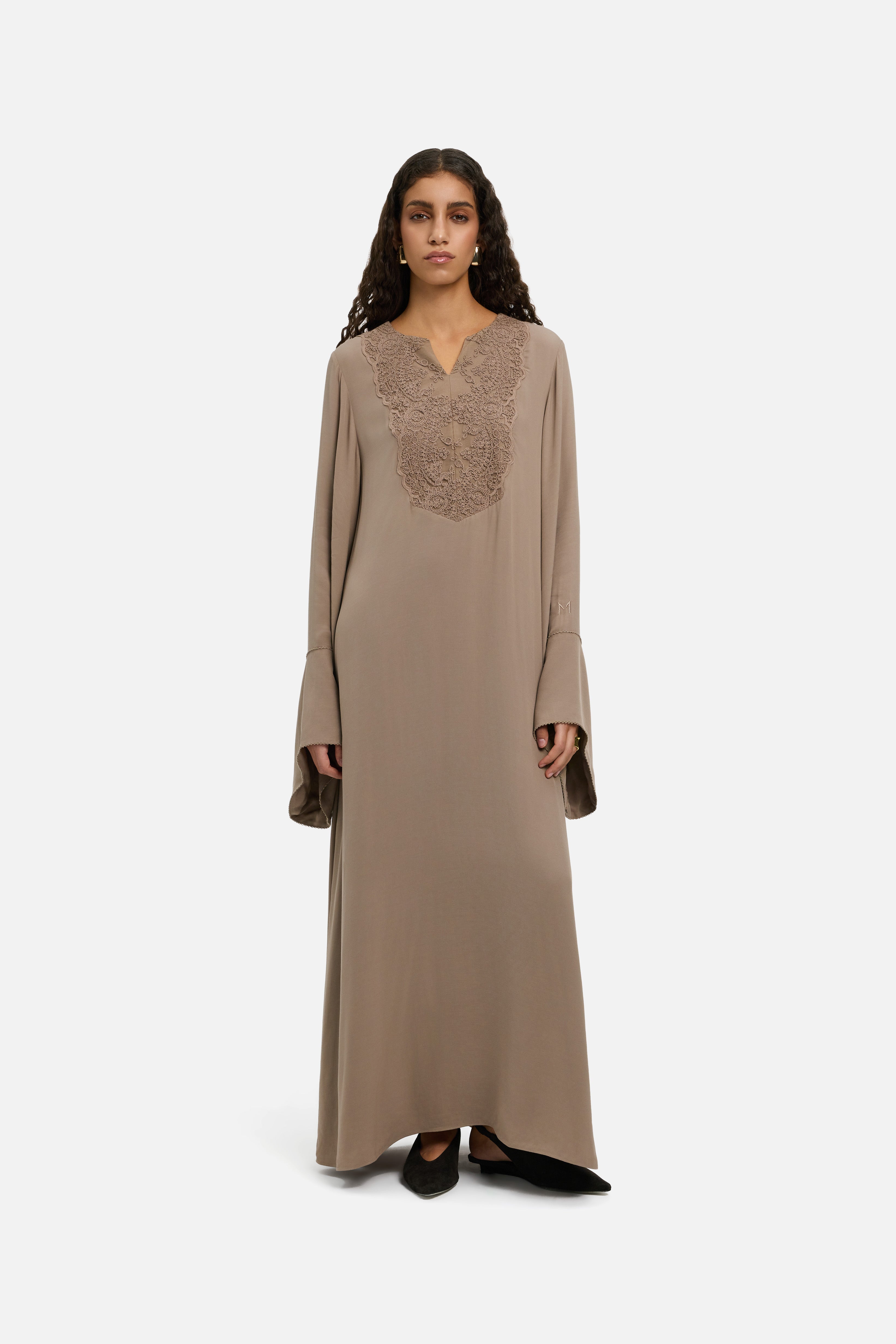 Kaftan Lace Dress | Khaki