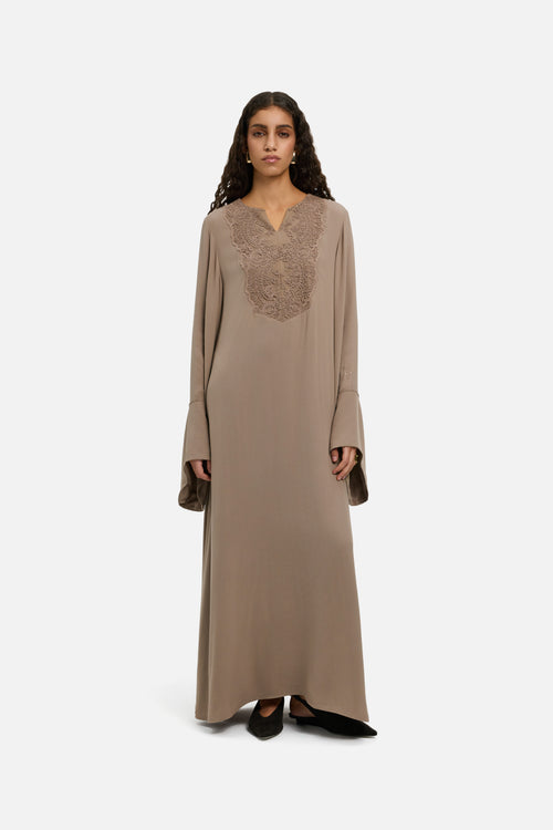Kaftan Lace Dress | Khaki