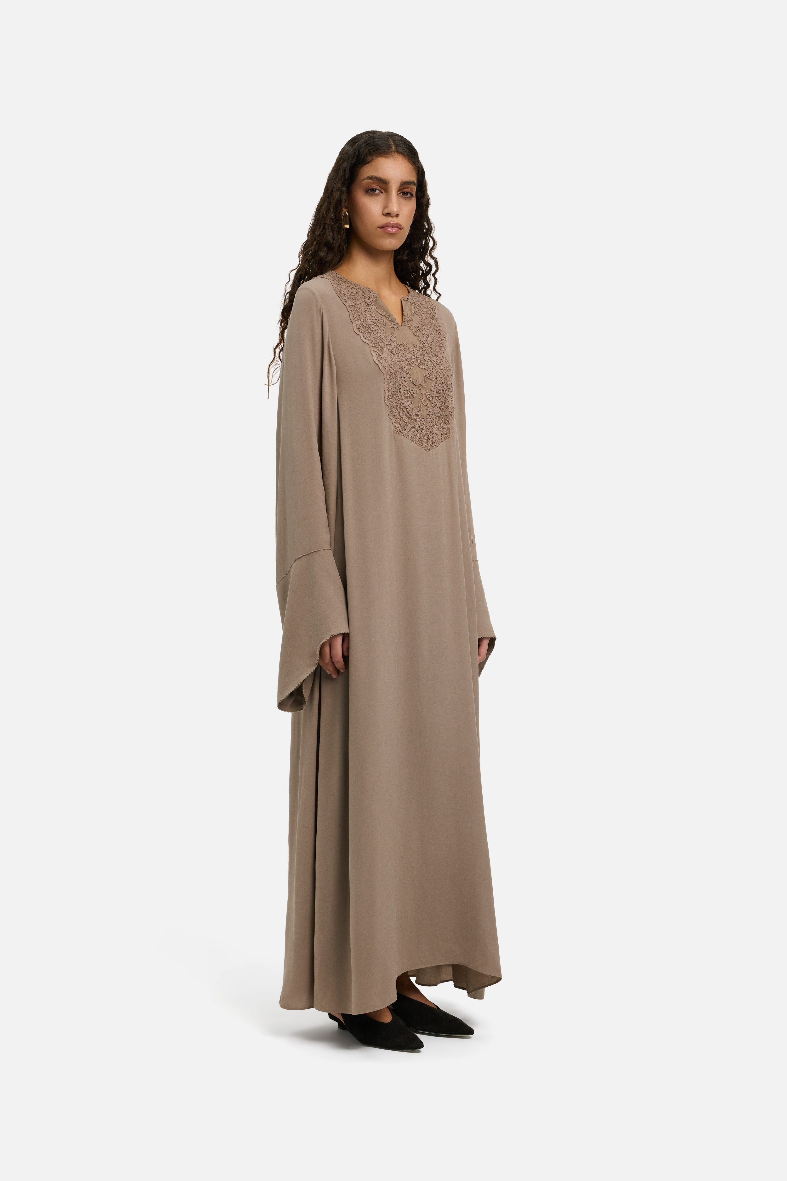 Kaftan Lace Dress | Khaki