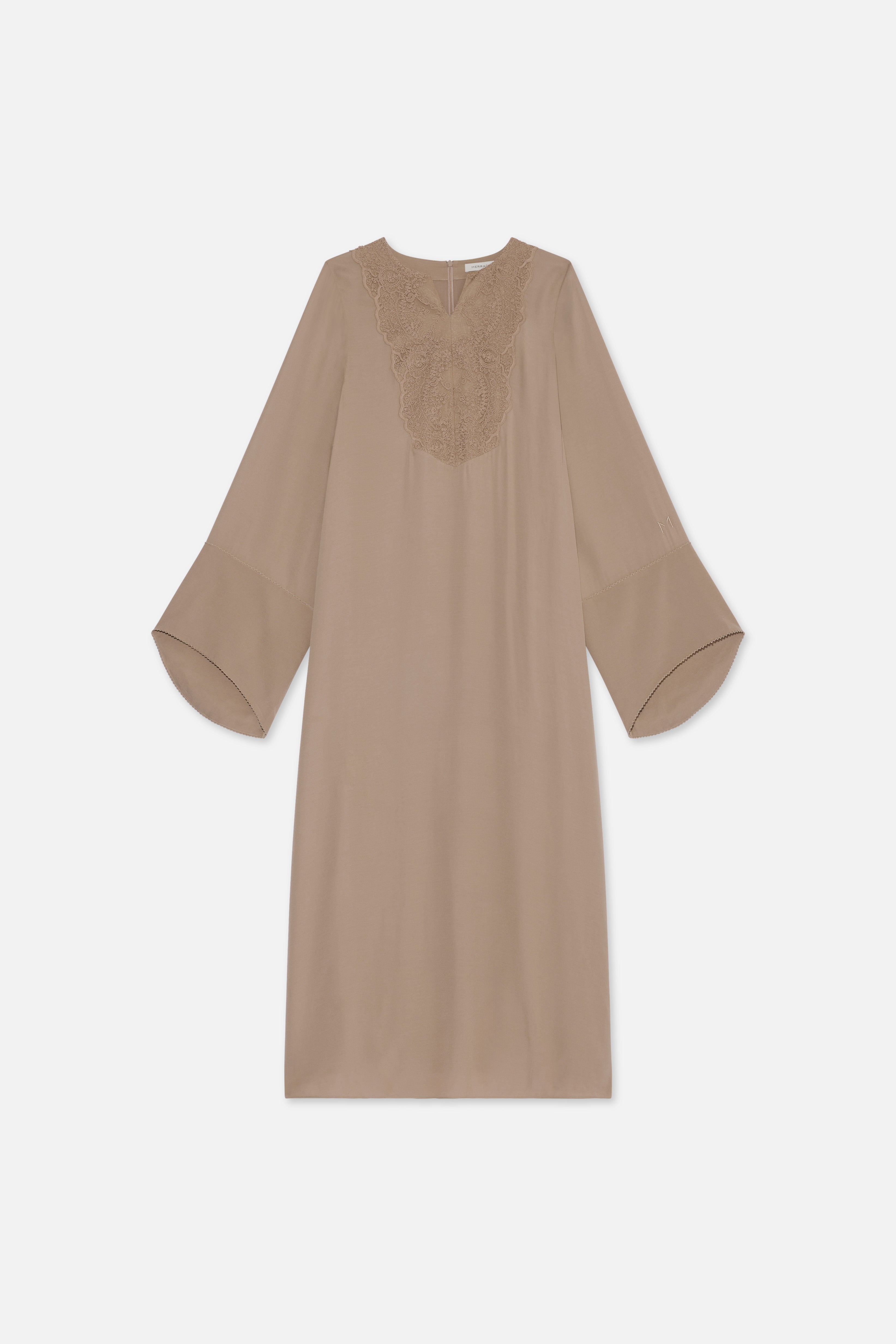 Kaftan Lace Dress | Khaki