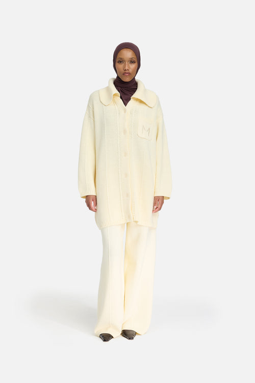 Knitted Collar Cardigan | Porcelain