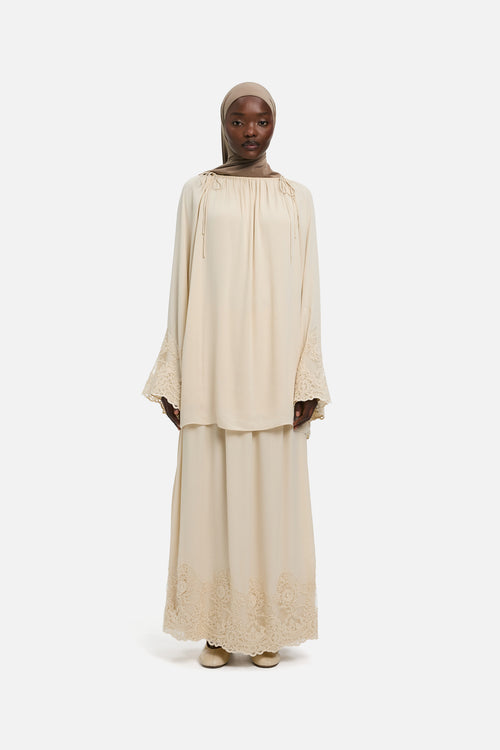 Lace Detailed Skirt | Sand