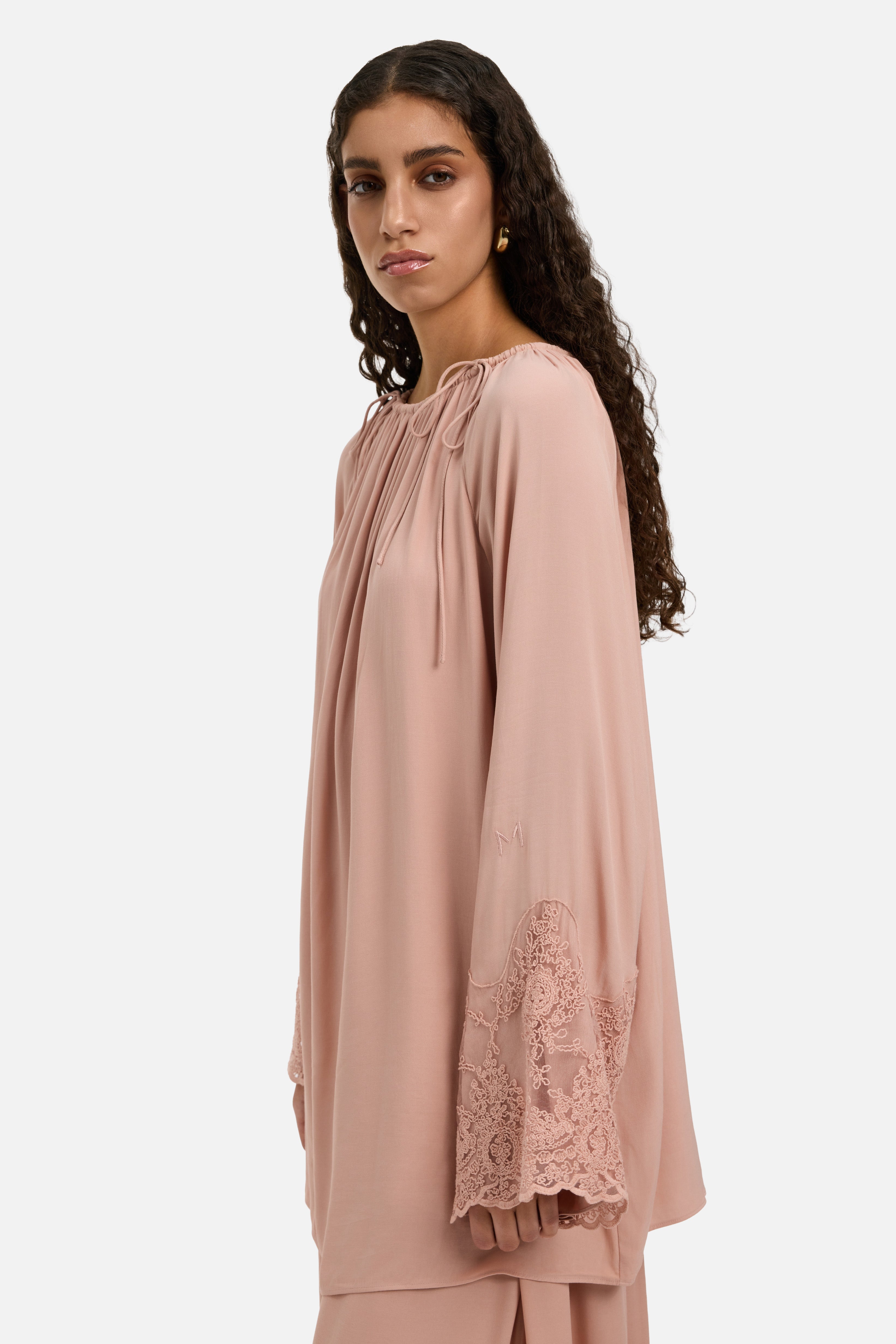 Lace Detailed Top | Deep Rose