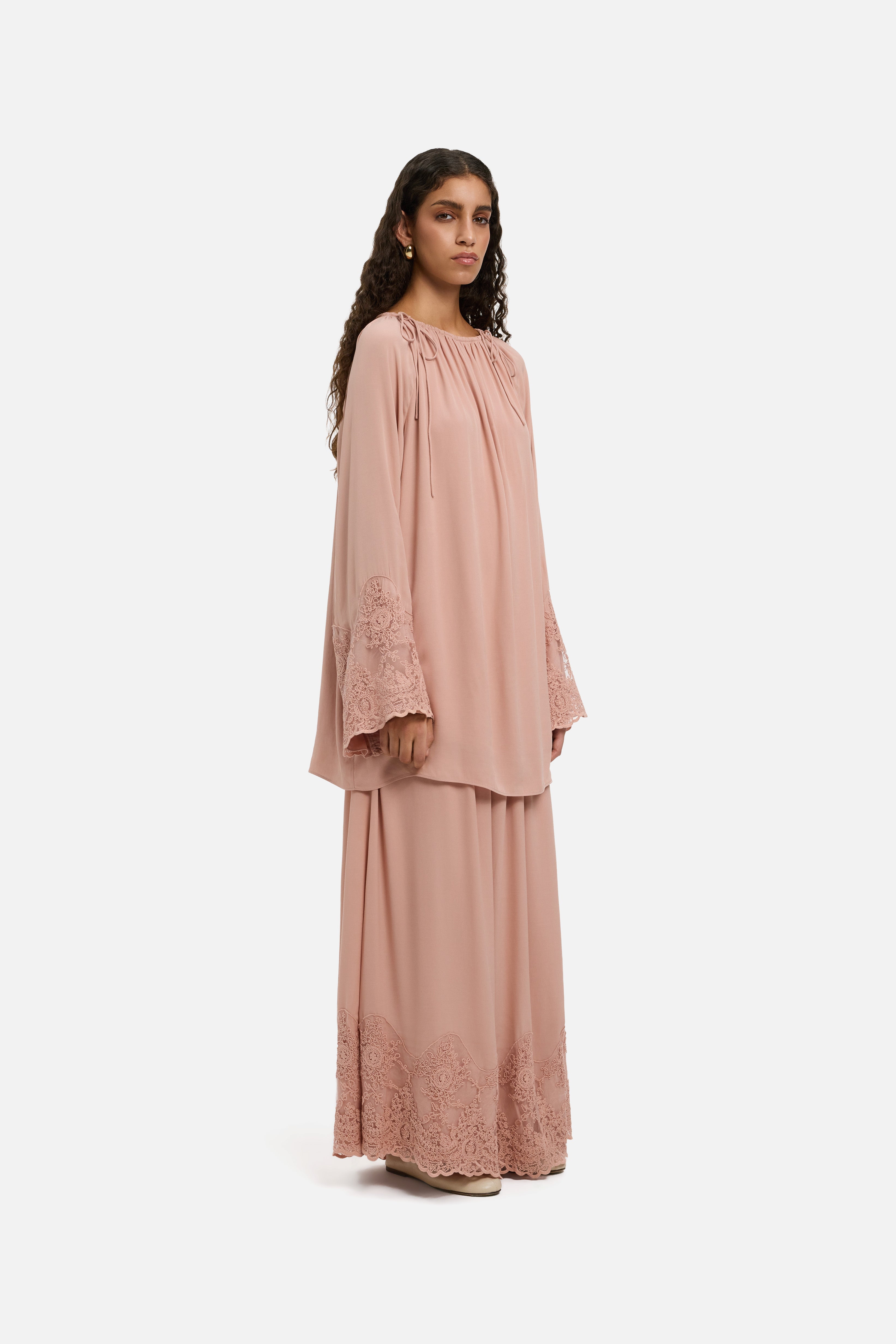 Lace Detailed Top | Deep Rose