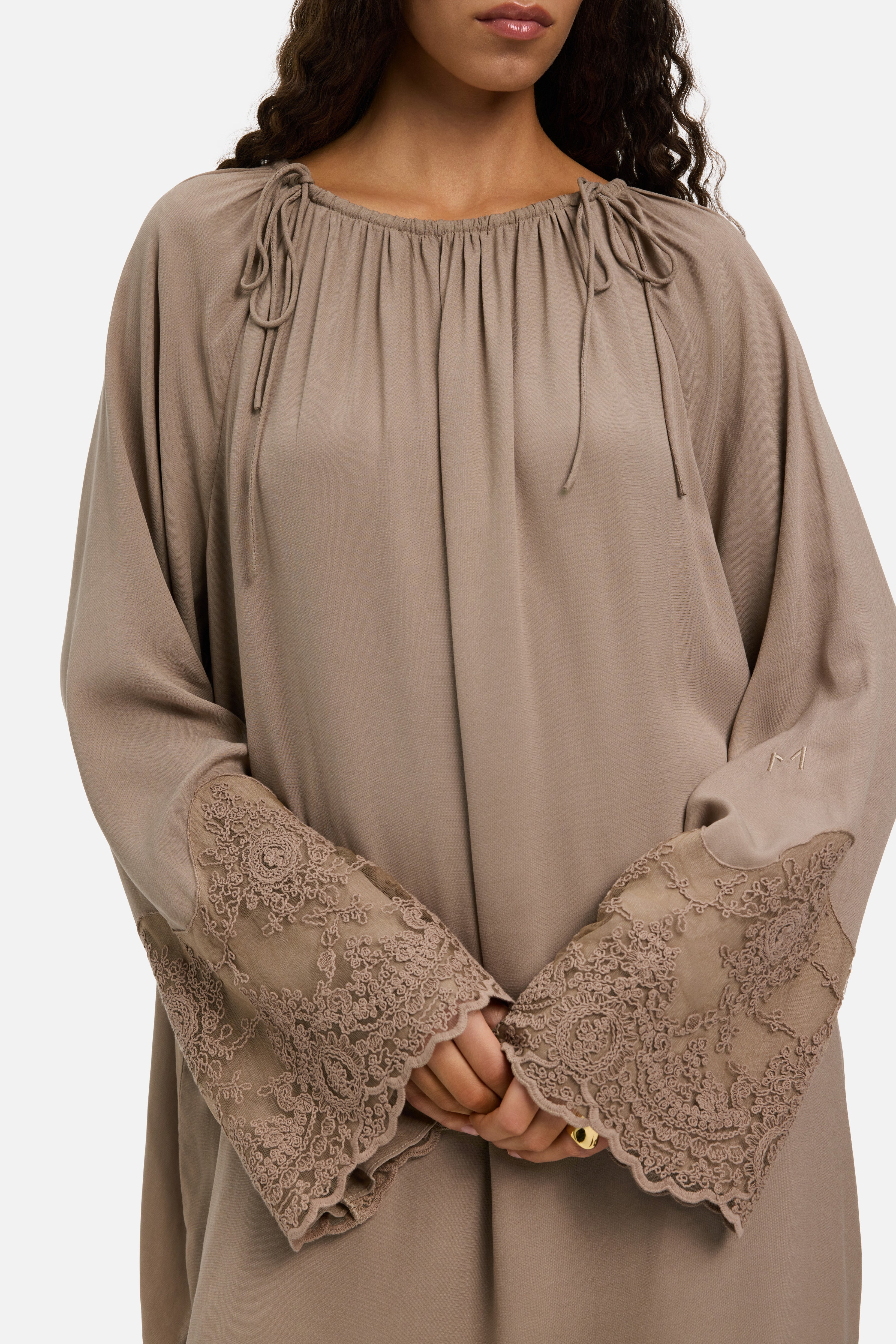 Lace Detailed Top | Khaki