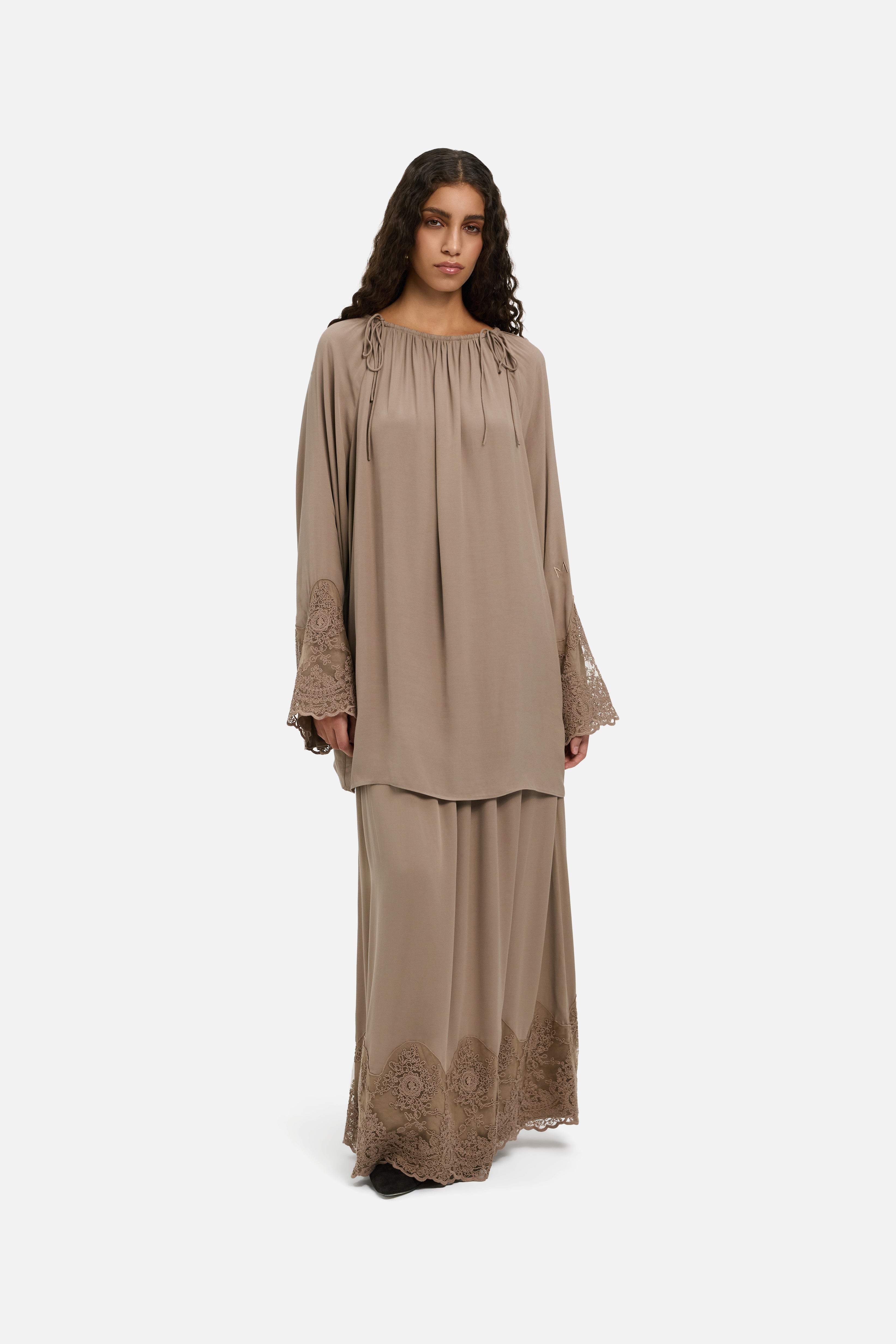 Lace Detailed Top | Khaki