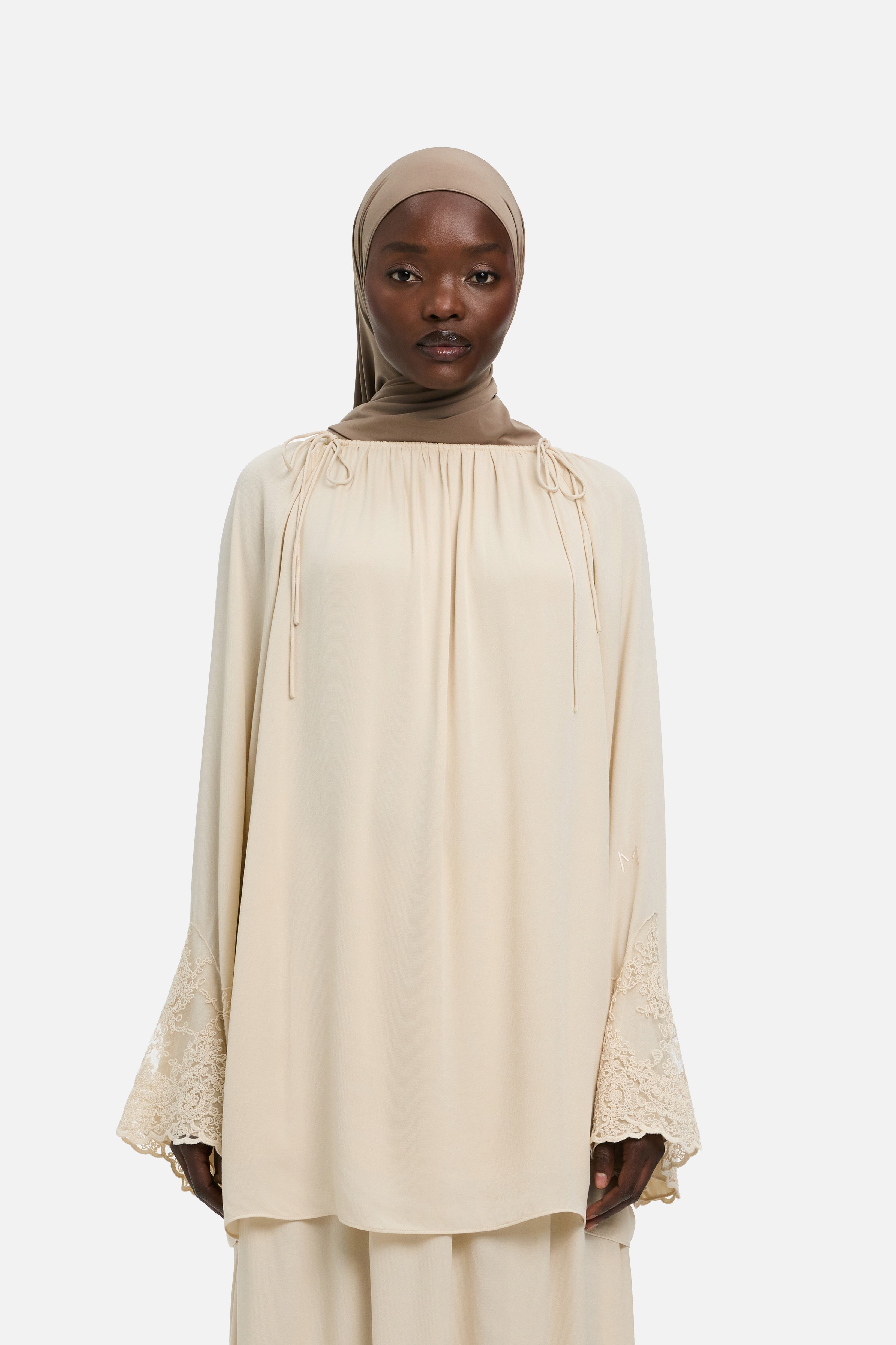 Lace Detailed Top | Sand