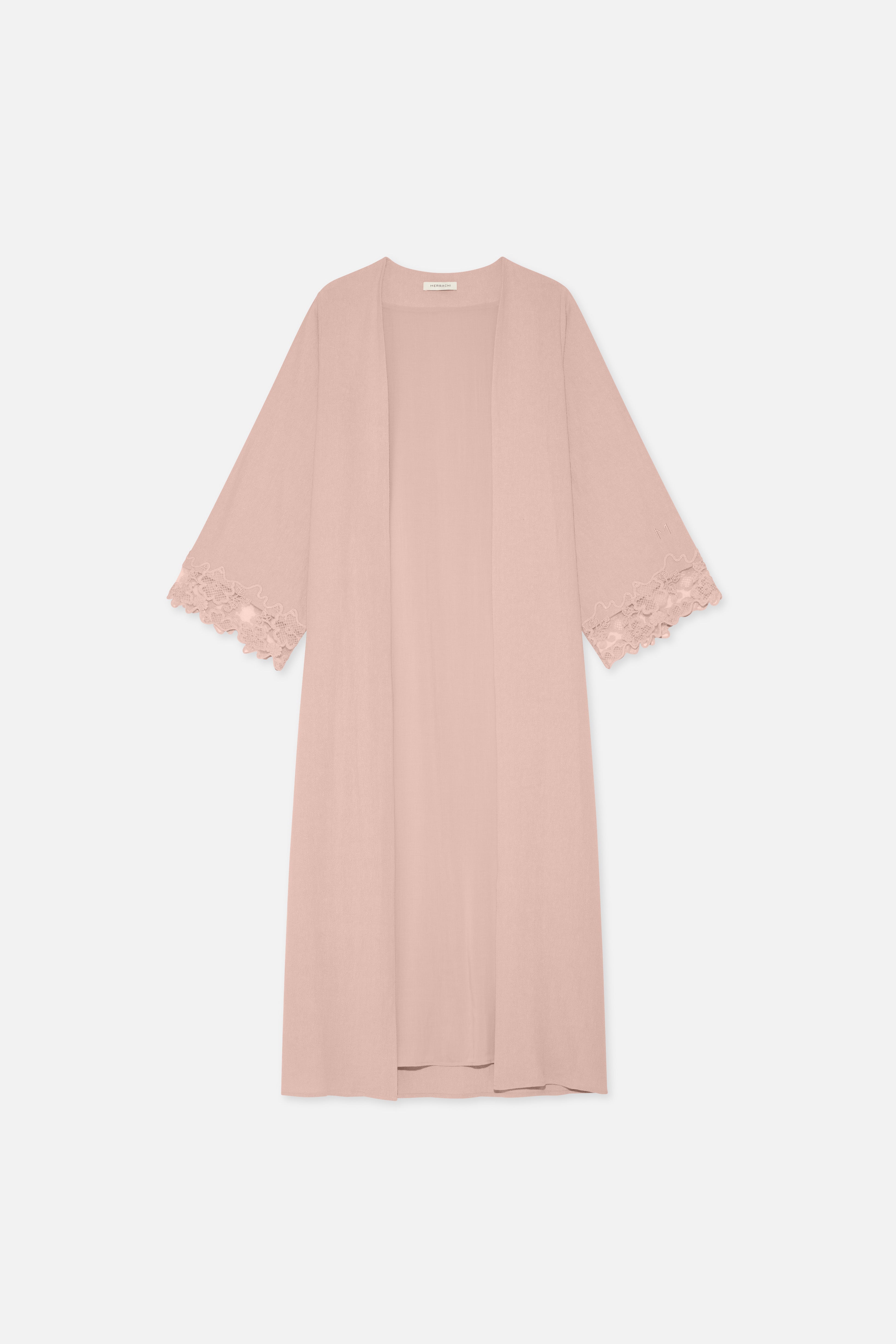 Lace Trim Abaya | Deep Rose | MERRACHI Lace Trim Abaya | Deep Rose | MERRACHI
