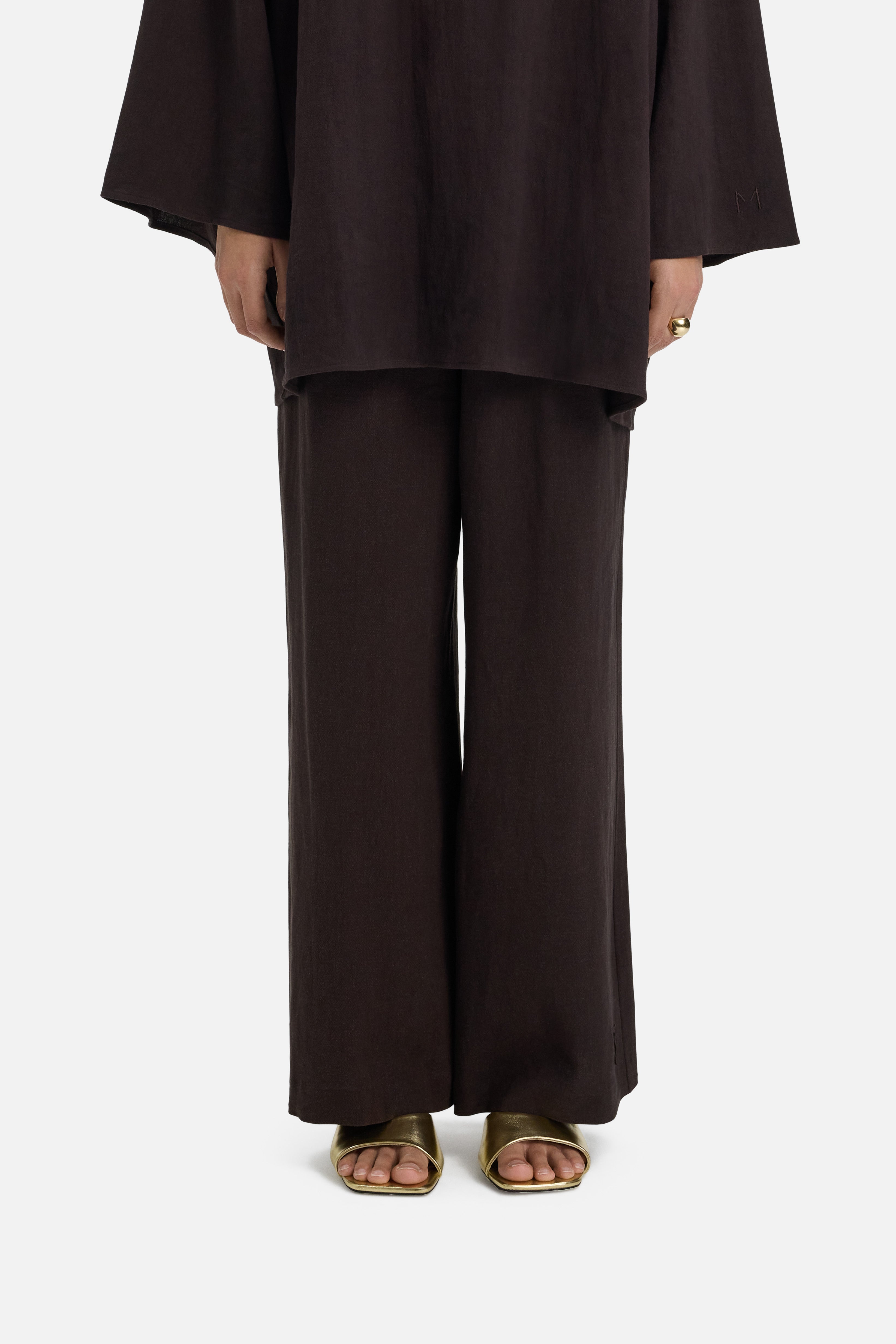 Lace Trim Pants | Dark Brown