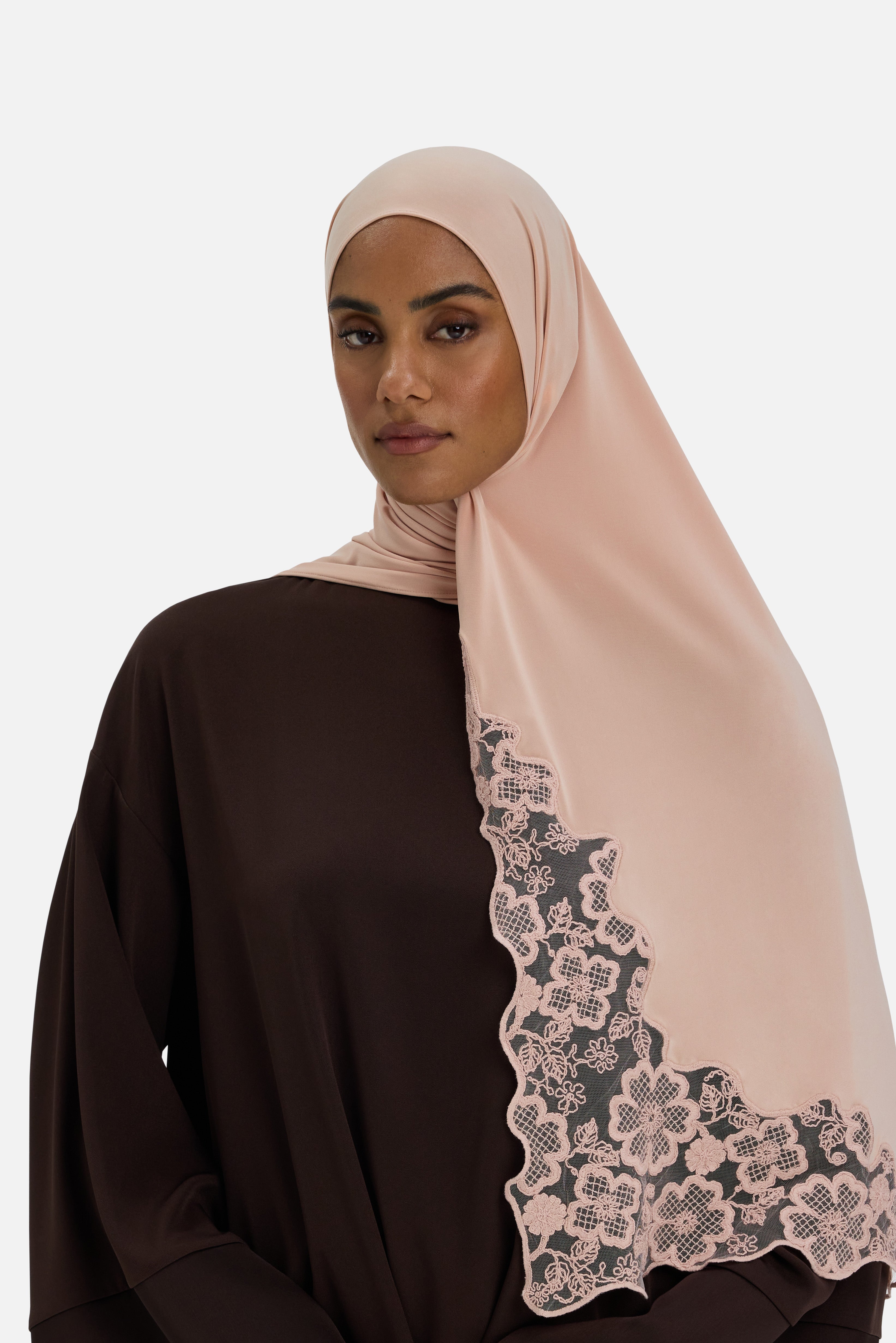 Lace Trim Scarf | Deep Rose | MERRACHI