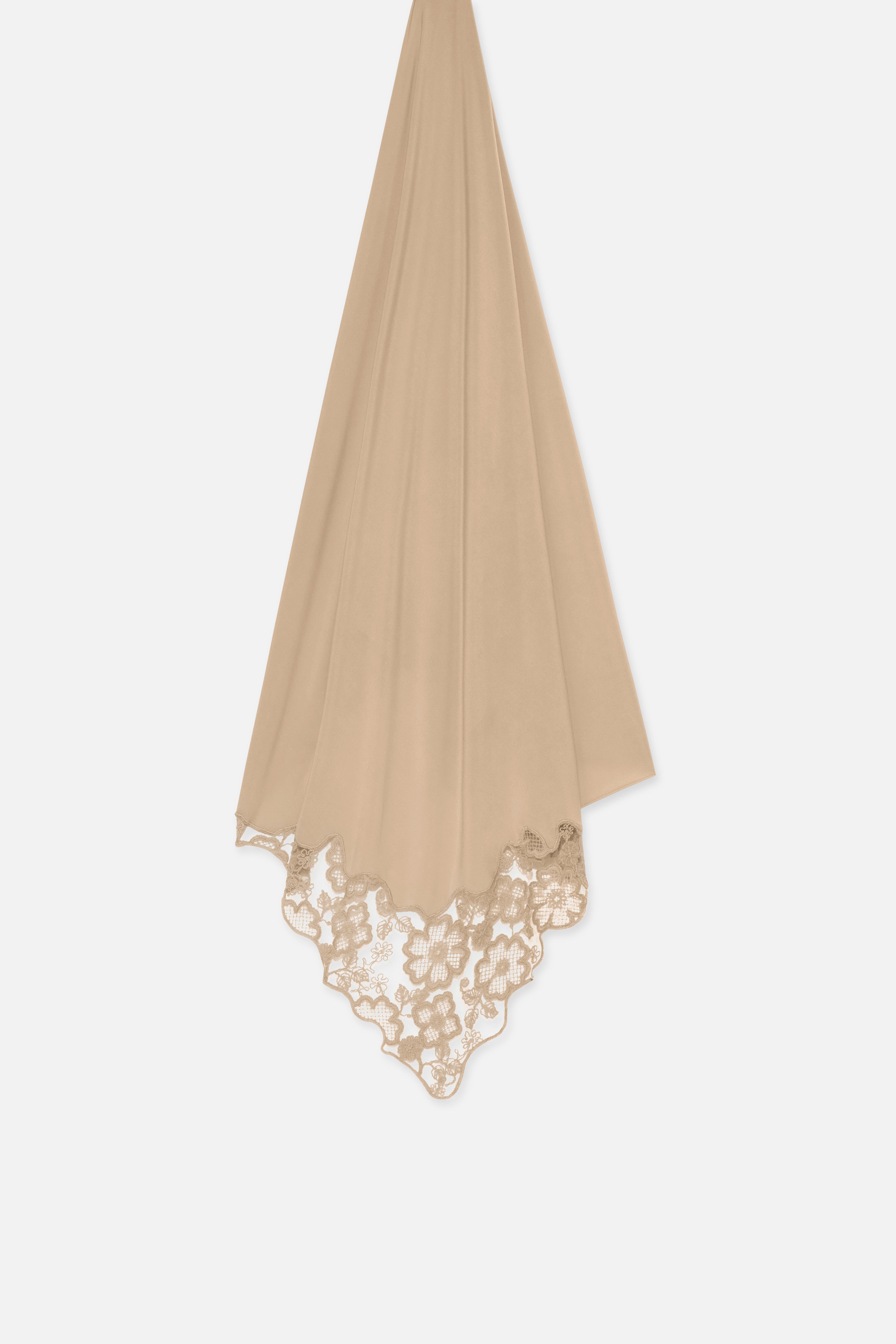 Lace Trim Scarf | Mocha
