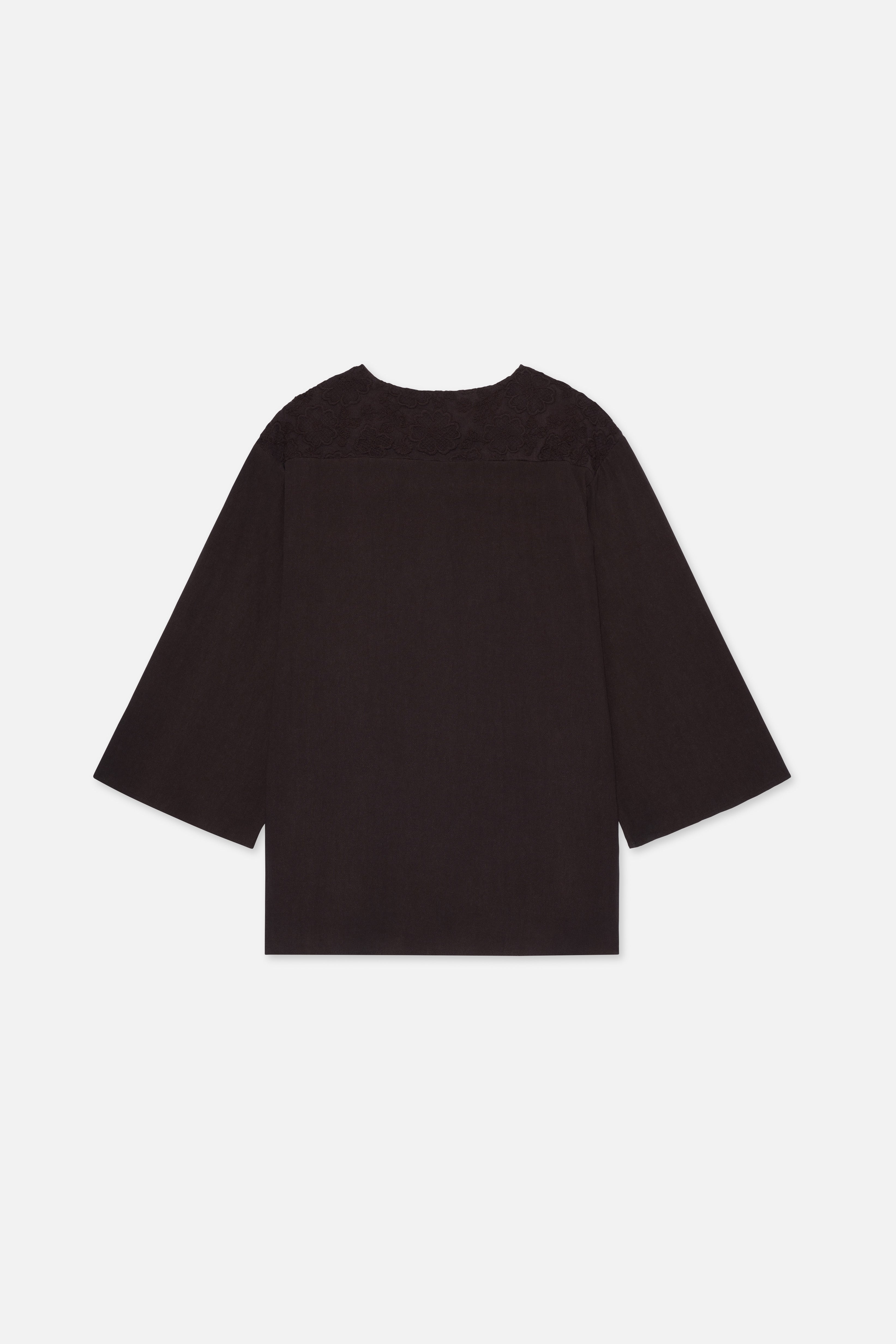 Lace Trim Top | Dark Brown