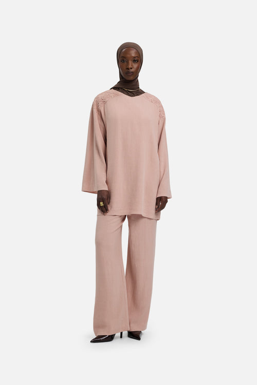 Lace Trim Pants | Deep Rose