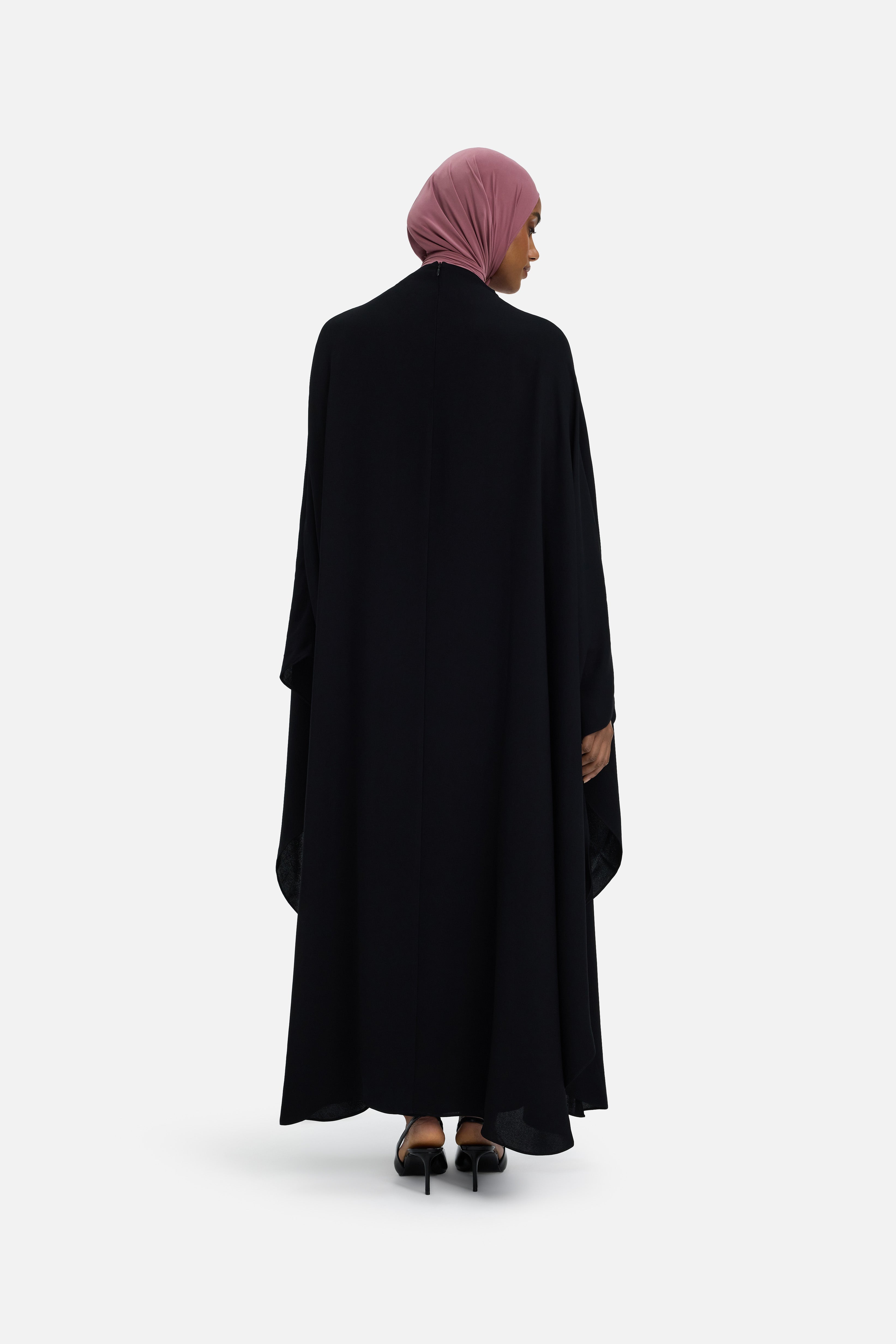 Layered Cape Dress | Black | MERRACHI Layered Cape Dress | Black | MERRACHI