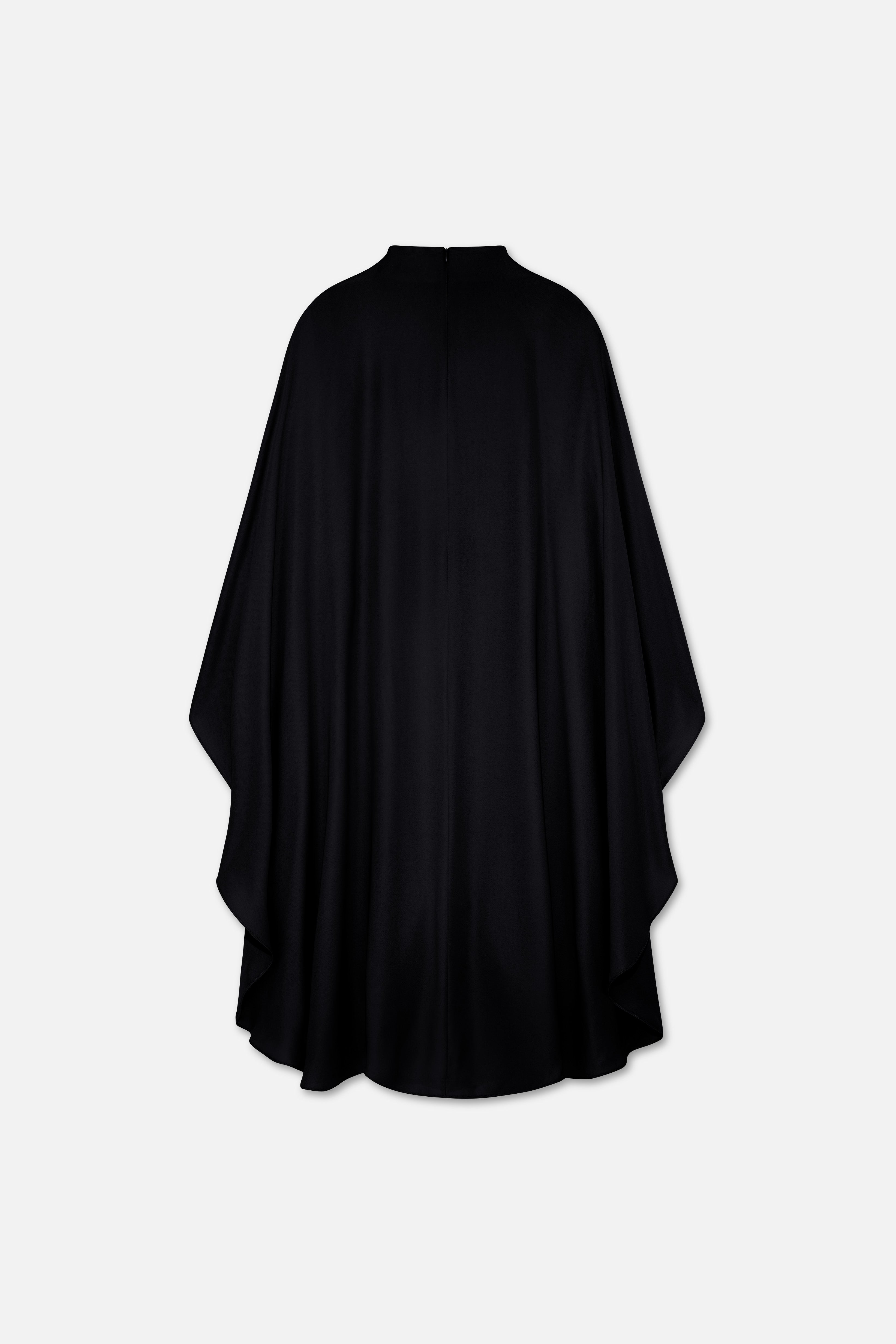 Layered Cape Dress | Black | MERRACHI Layered Cape Dress | Black | MERRACHI