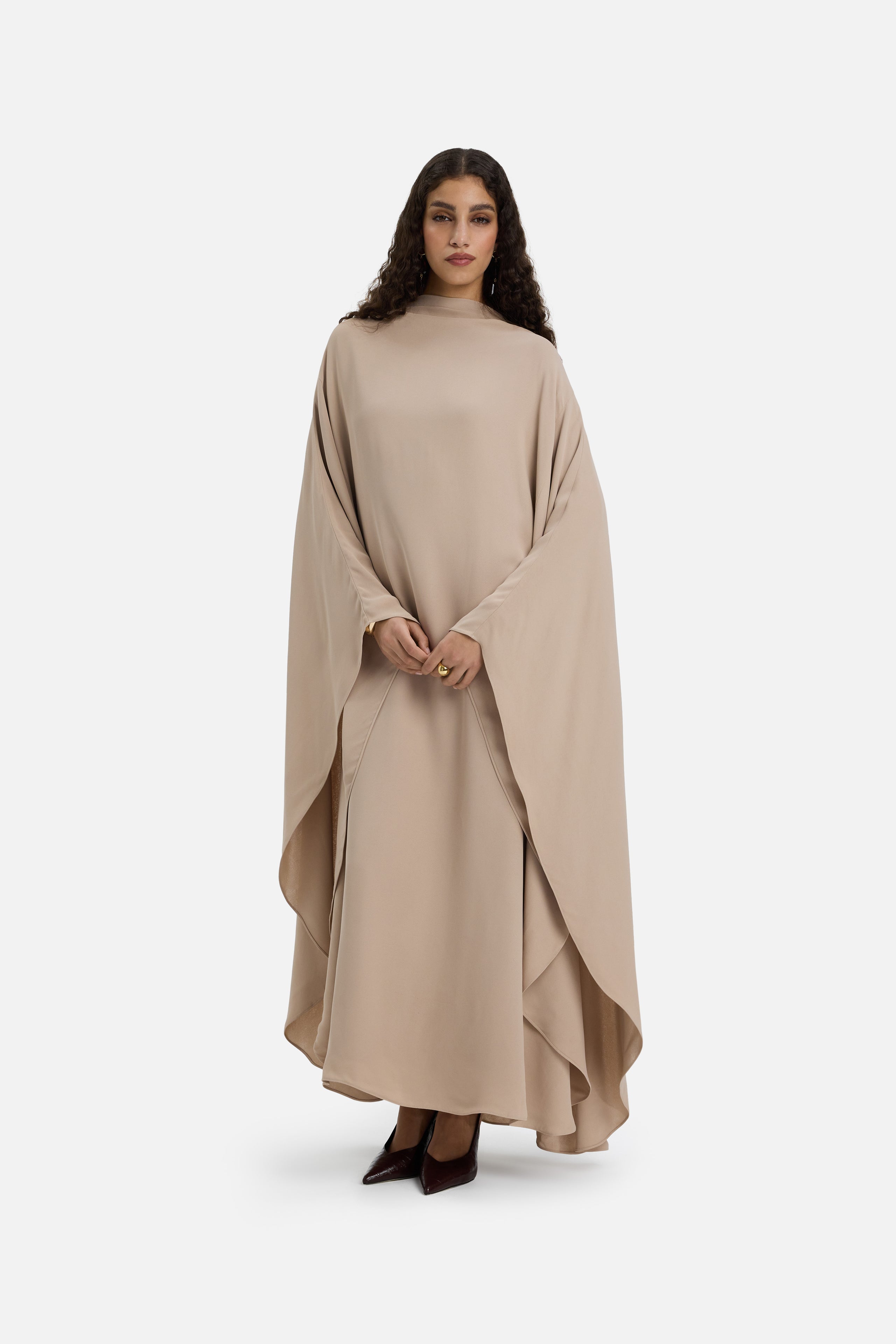 Layered Cape Dress | Mocha