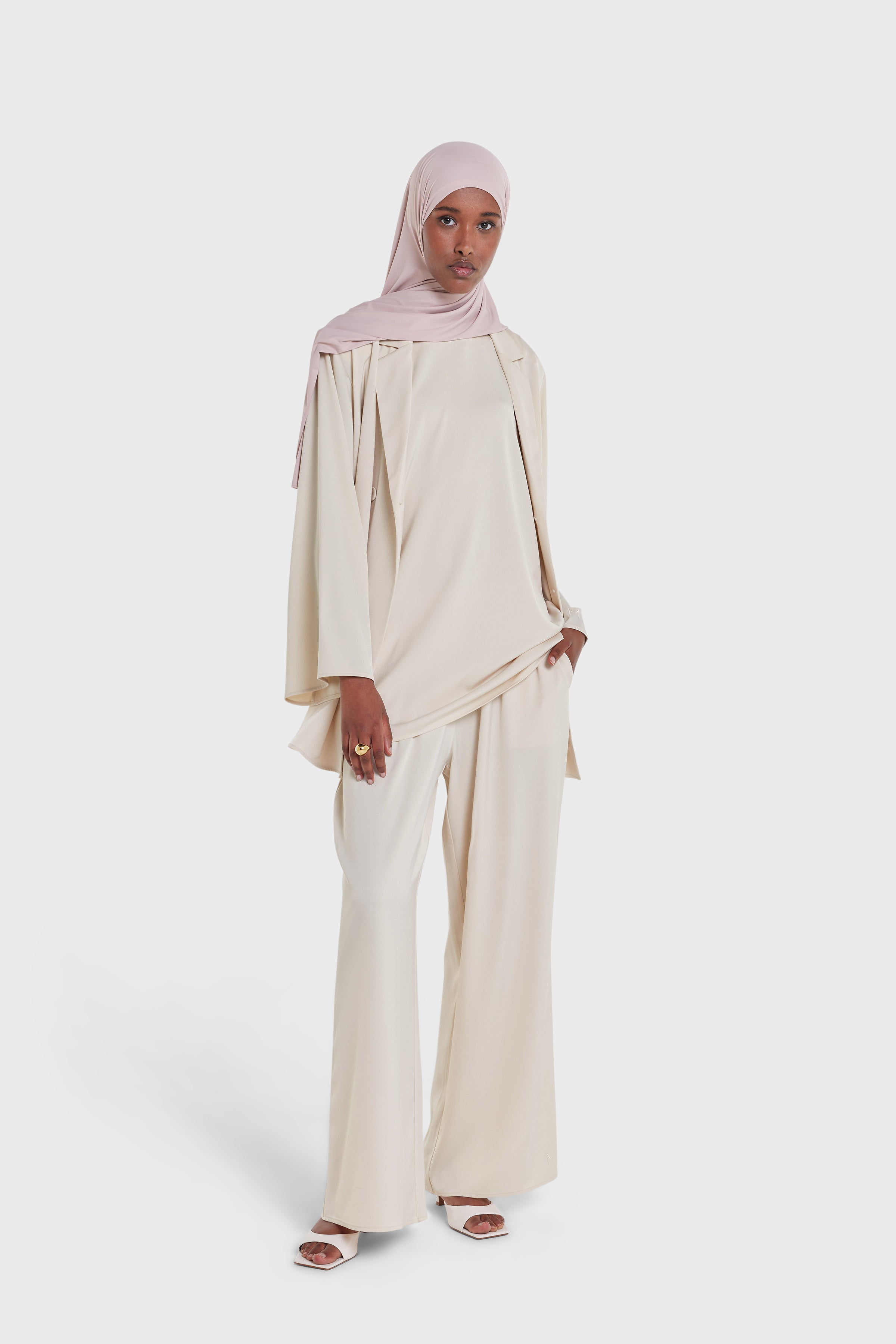 Satin Sleeveless Top | Sand