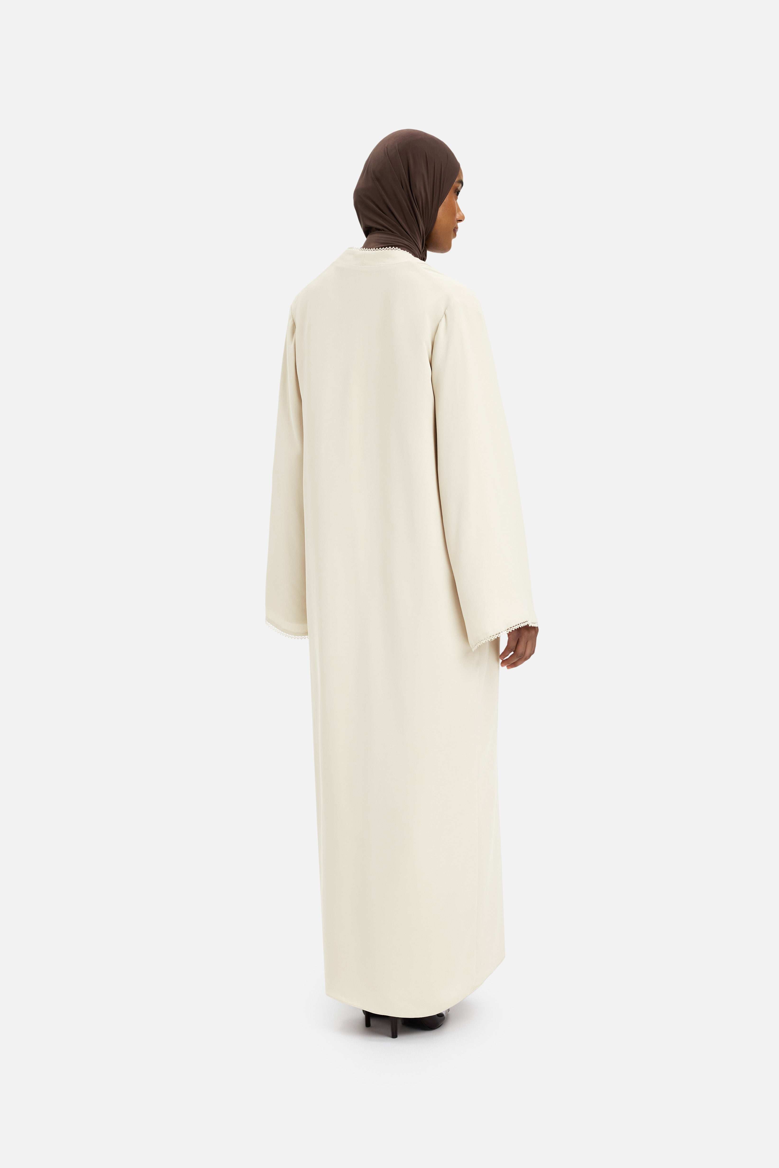 Picot Edge Abaya | Off White