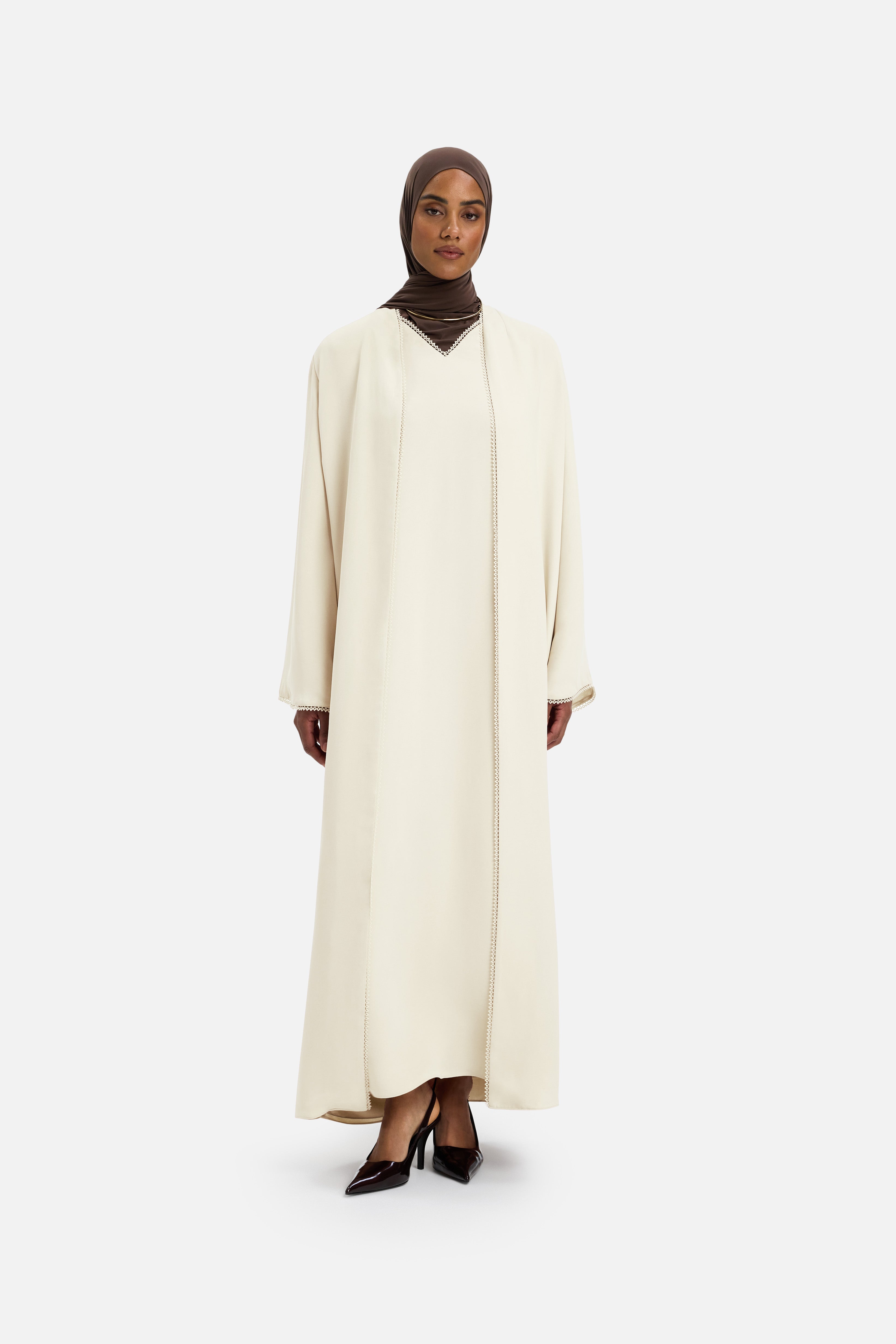 Picot Edge Abaya | Off White