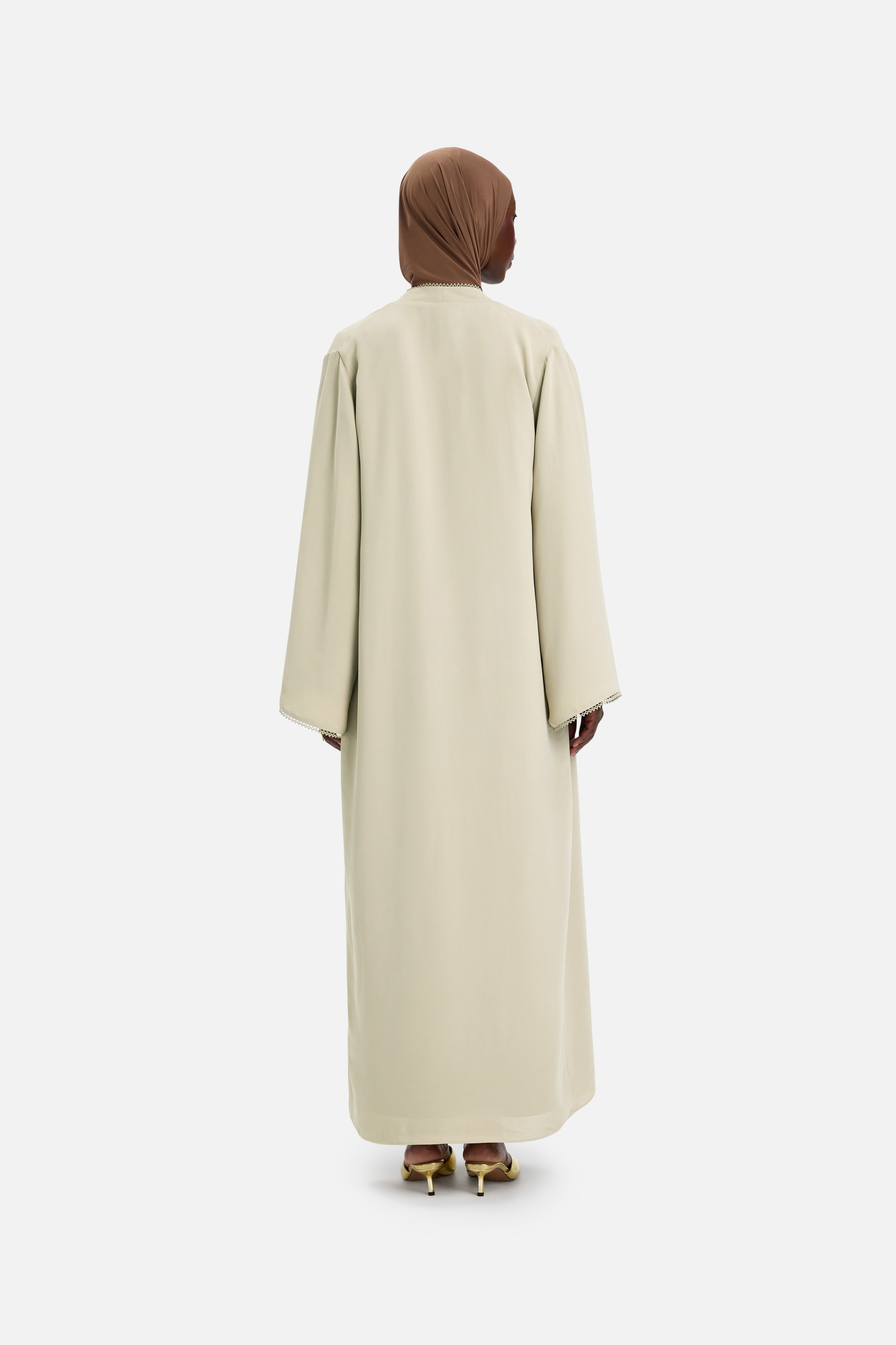 Picot Edge Abaya | Sand