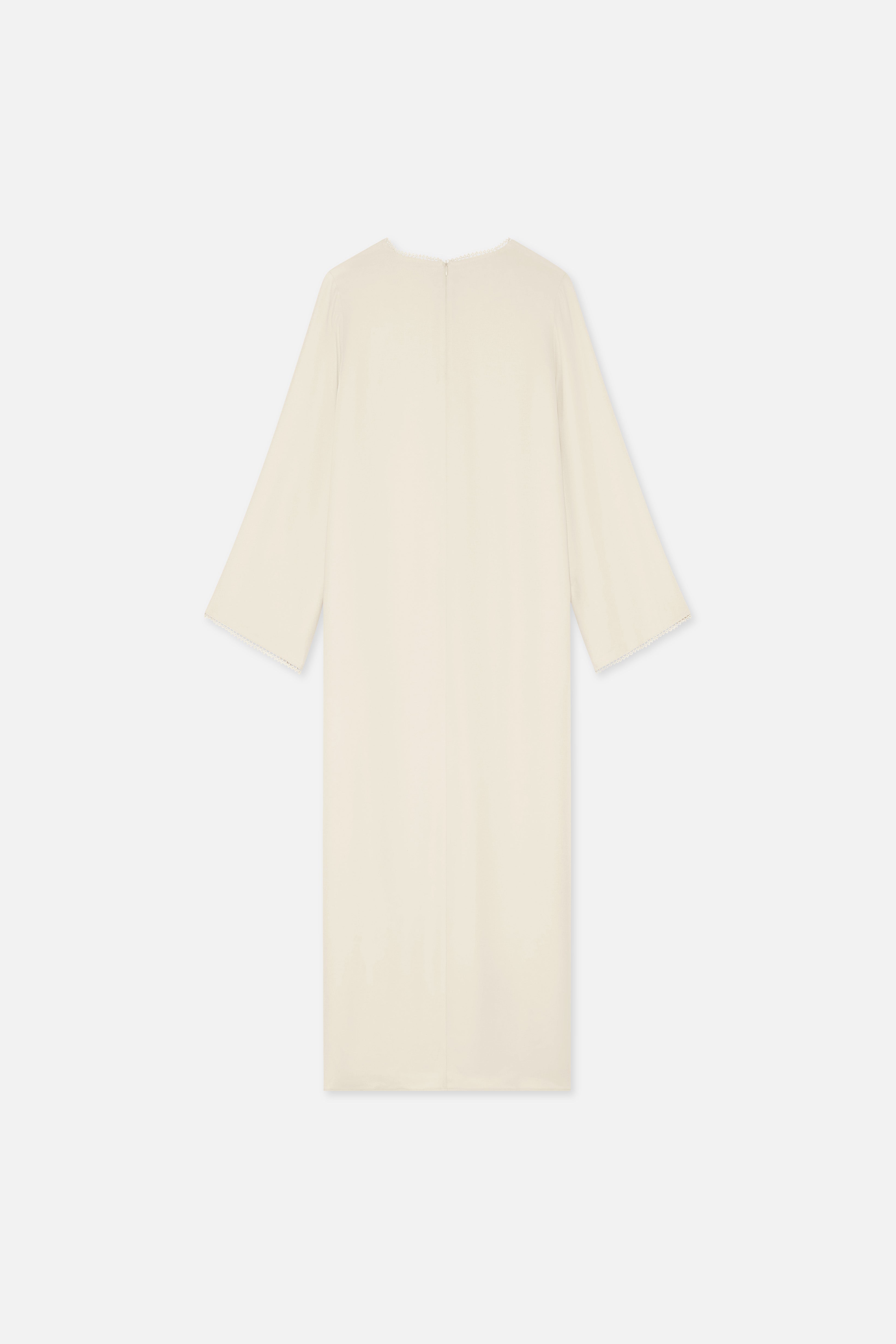 Picot Neck Dress | Off White