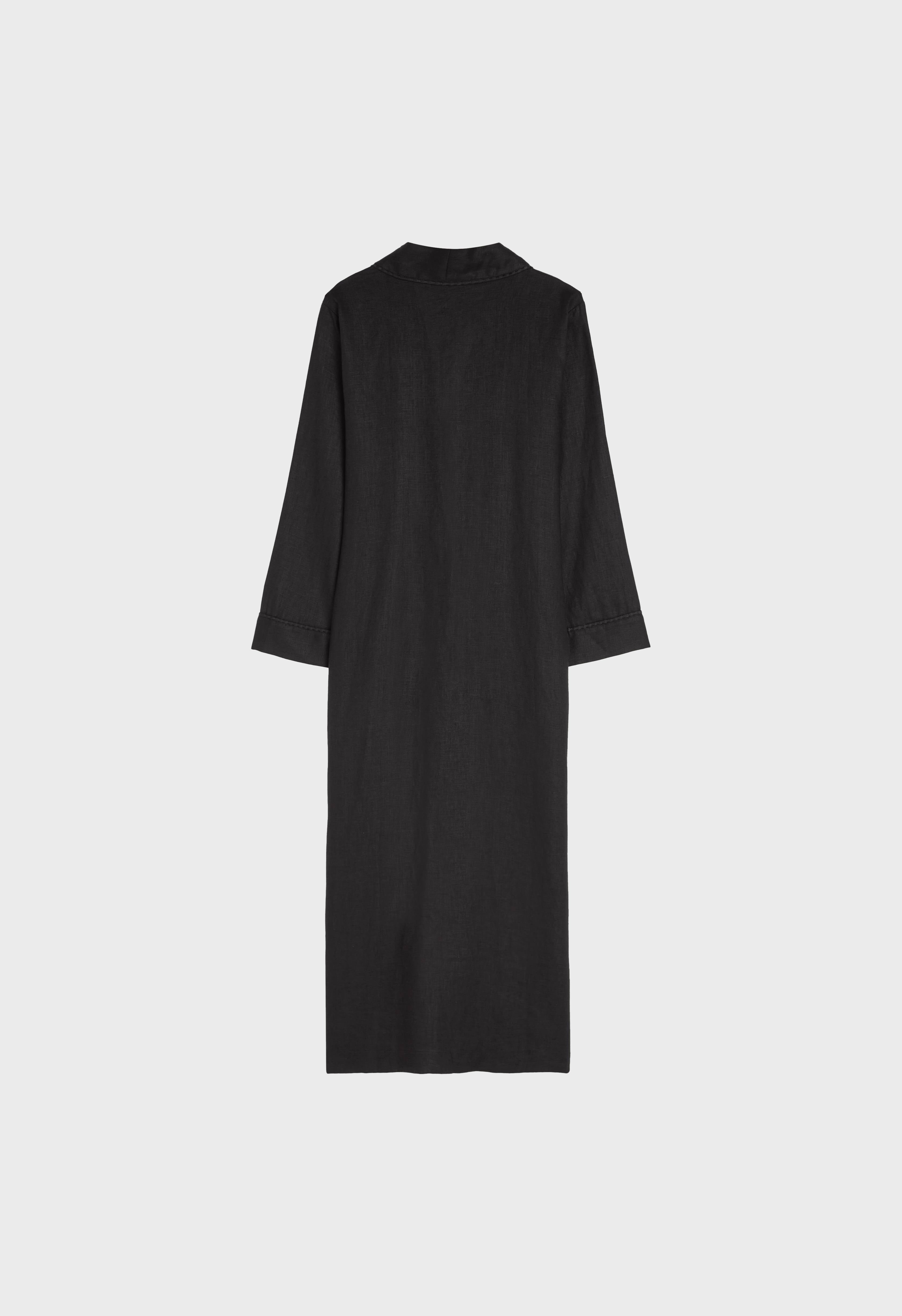 Plain Linen Abaya | Black